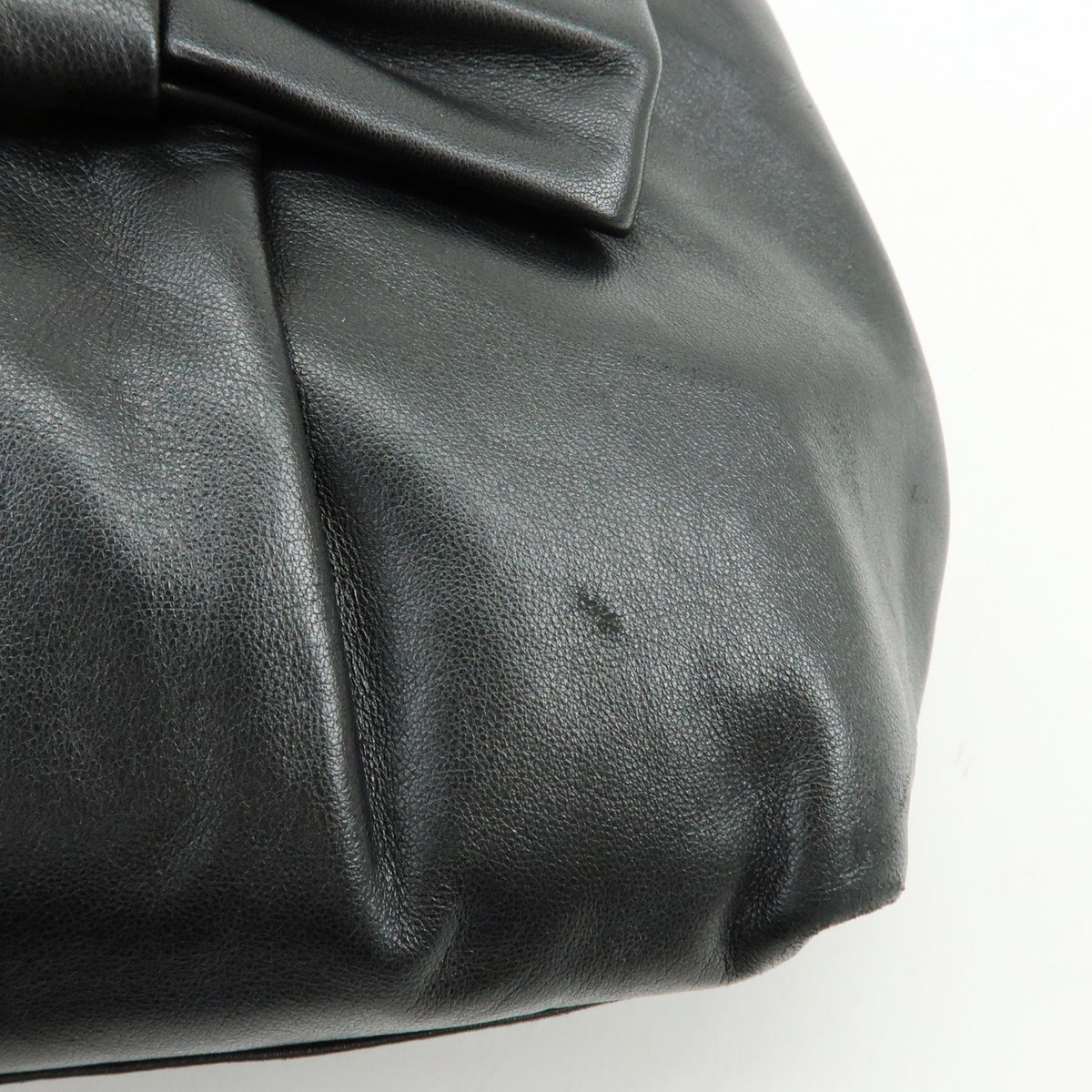 PRADA Nappa Leather Ribbon 2Way Hand Bag Tote Bag Black BN1601