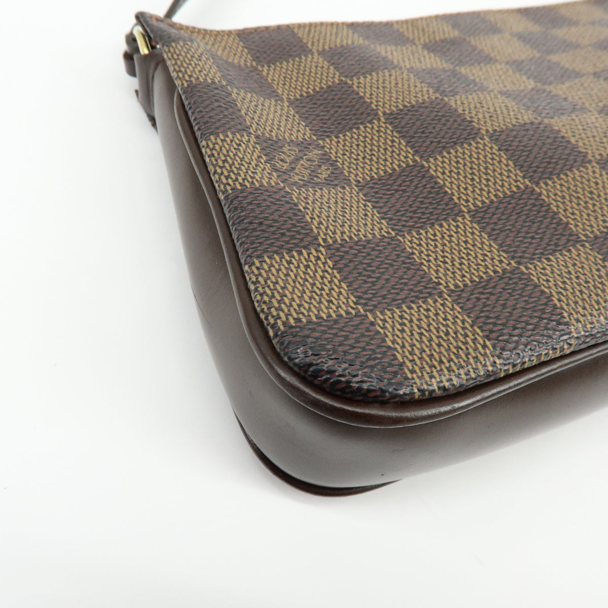 Louis Vuitton Damier Ebene Navona Leather Hand Bag Pouch Brown N51983