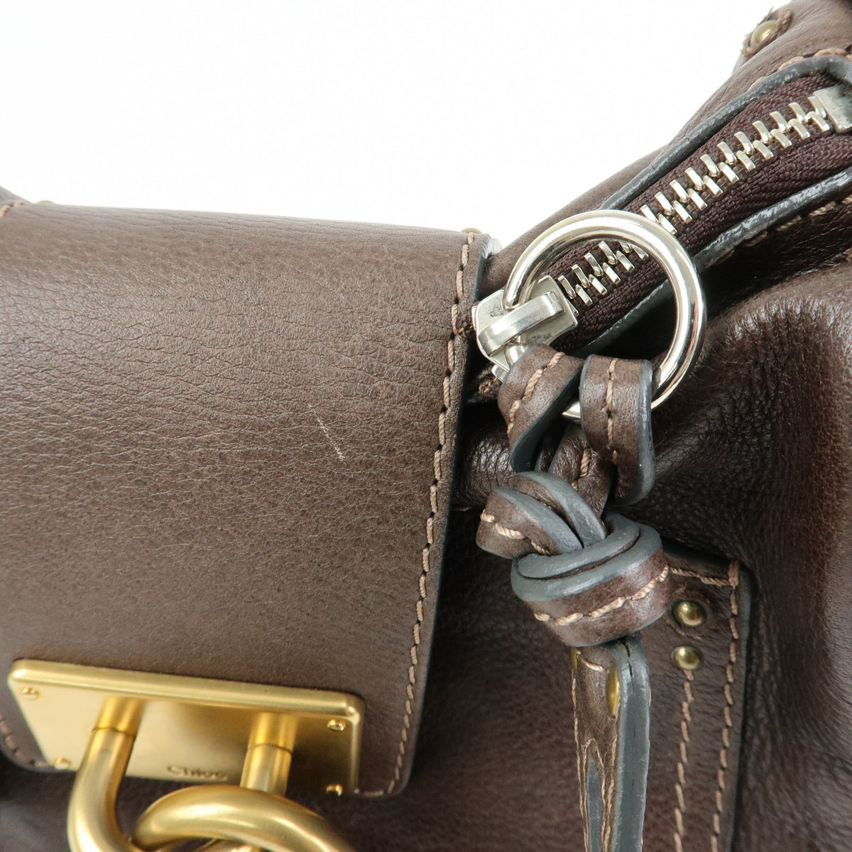 Chloe Paddington Leather Shoulder Bag Crossbody Bag Brown Pink