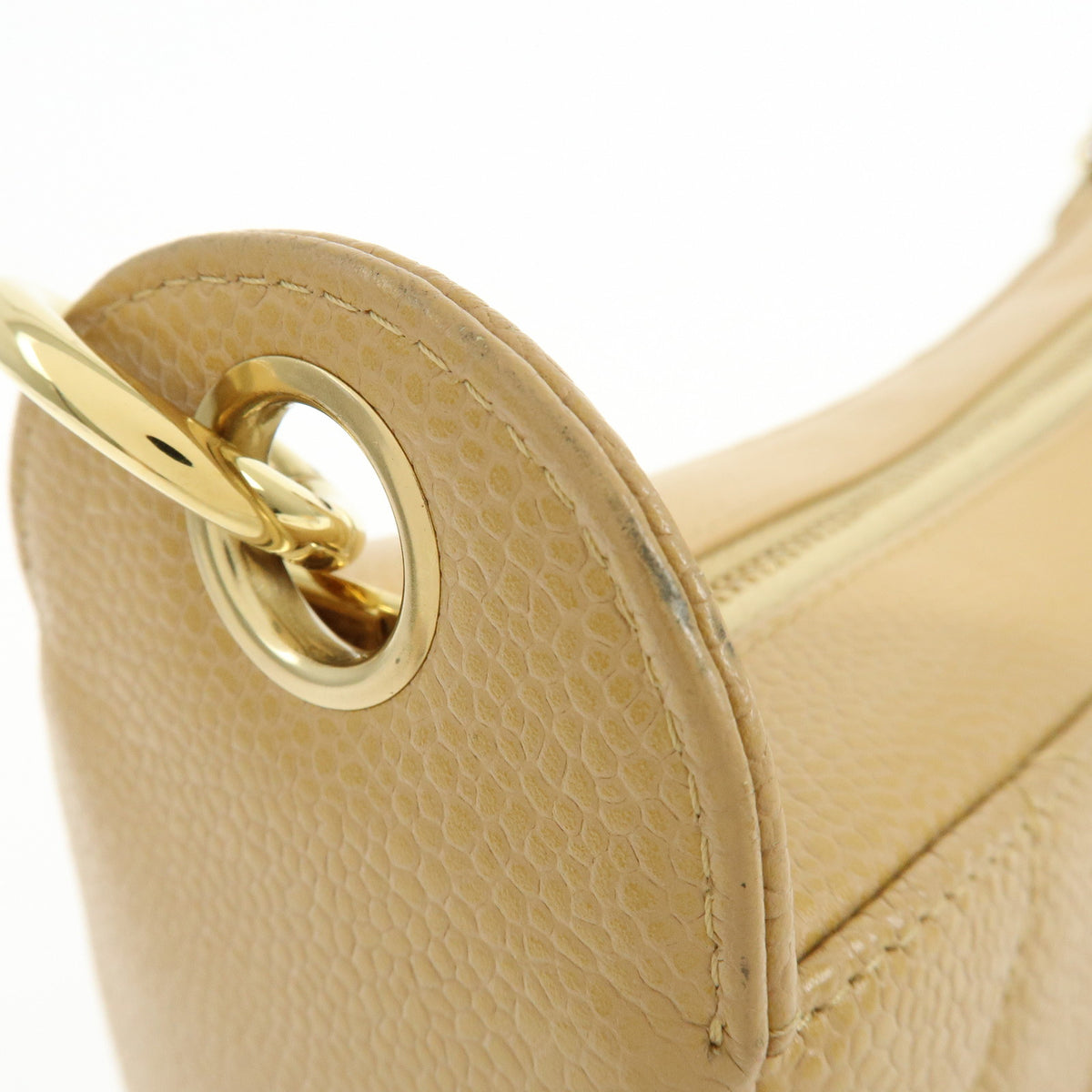 CHANEL COCO Mark Matelasse Caviaskin Chain Shoulder Bag Beige A20993