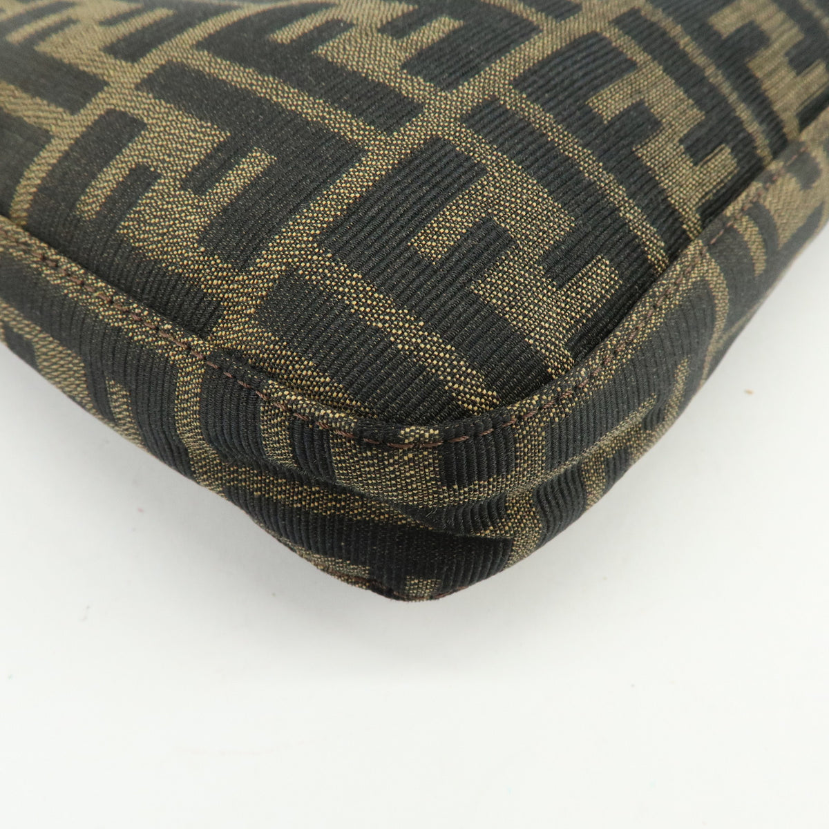 FENDI Zucca Canvas Leather Shoulder Bag Hand Bag Black Brown 26569
