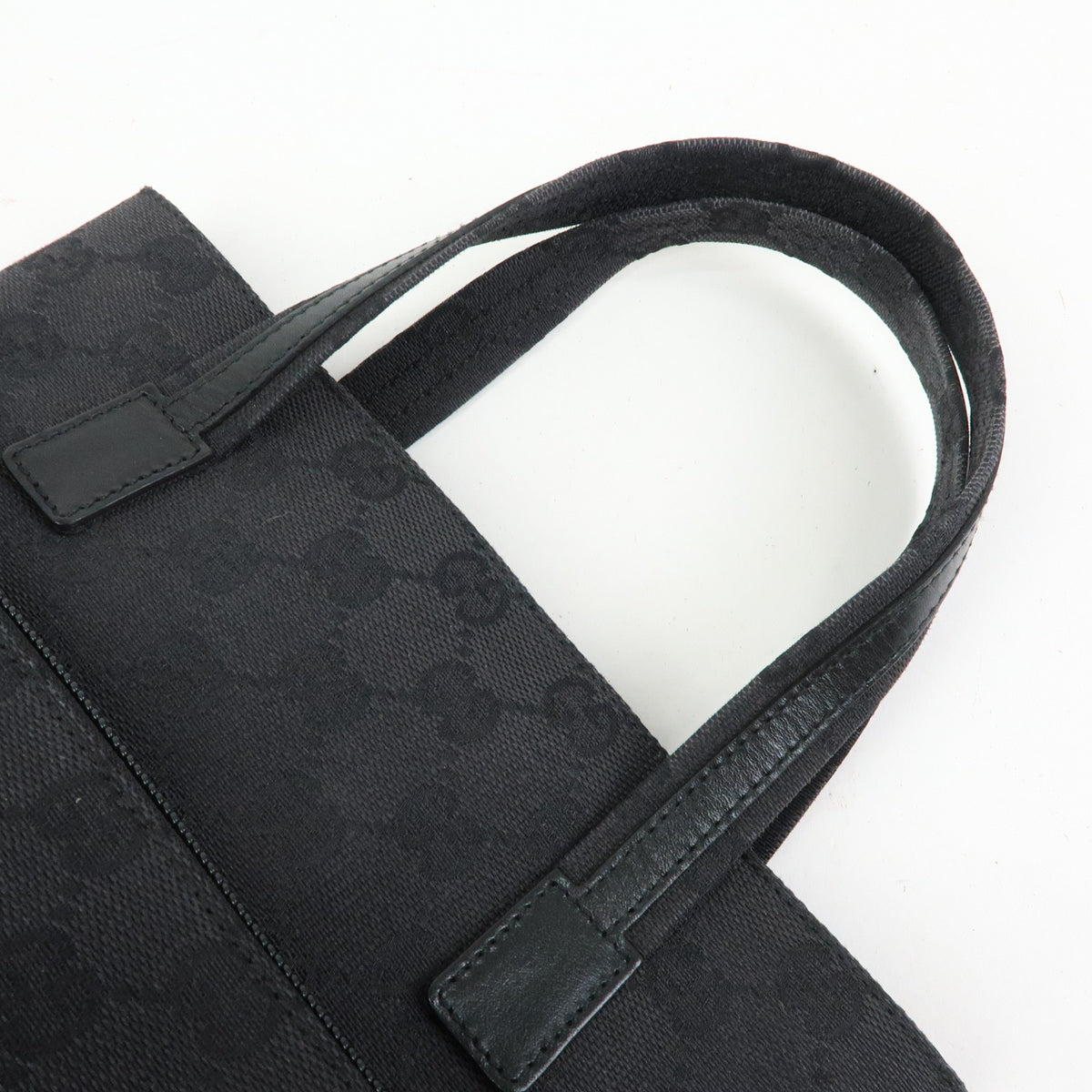 GUCCI GG Canvas Leather Mini Tote Bag Hand Bag Black 002・1079