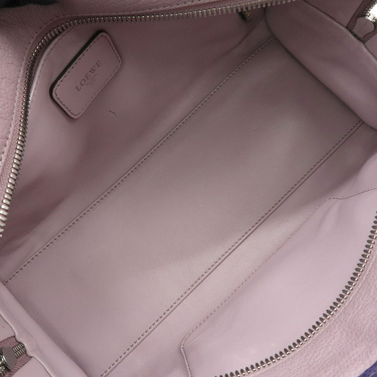 LOEWE Anagram Amazona 28 Leather Hand Bag Tote Bag Purple Pink