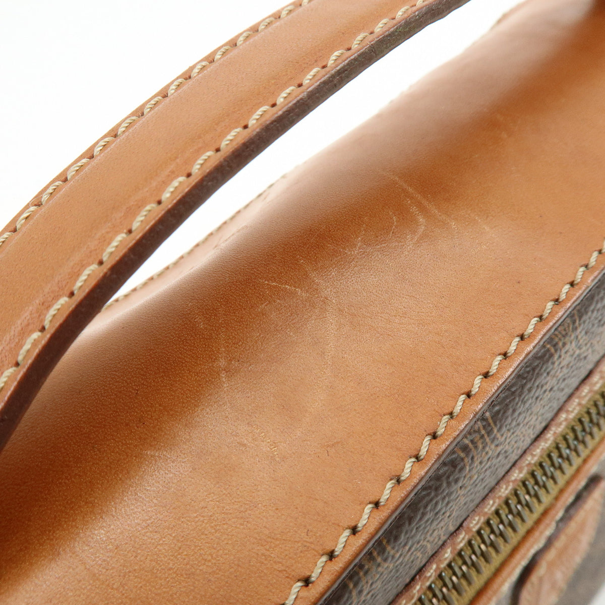 CELINE Macadam PVC Leather Hand Bag Vanity Bag Brown