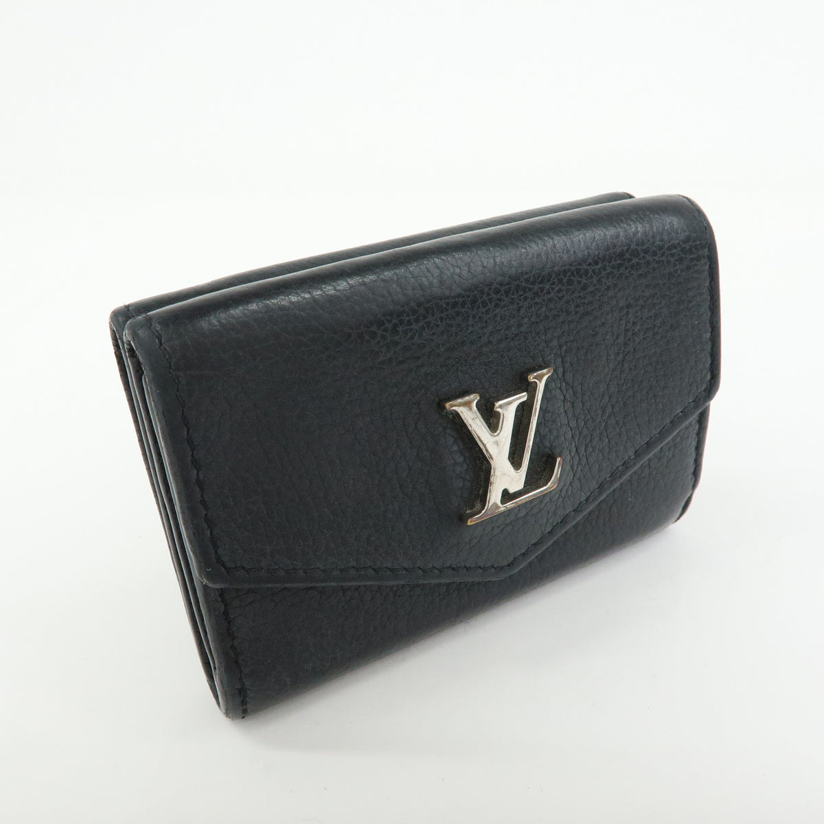 Louis Vuitton Logo Portefeuille Lock Mini Compact Wallet Noir M63921