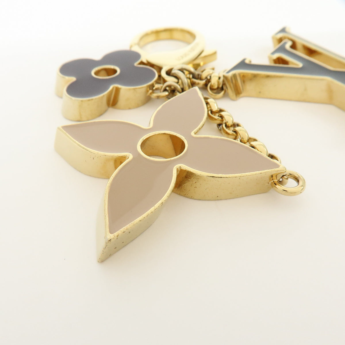 Louis Vuitton Fleur de Monogram Key Chain Bag Charm Gold M67119