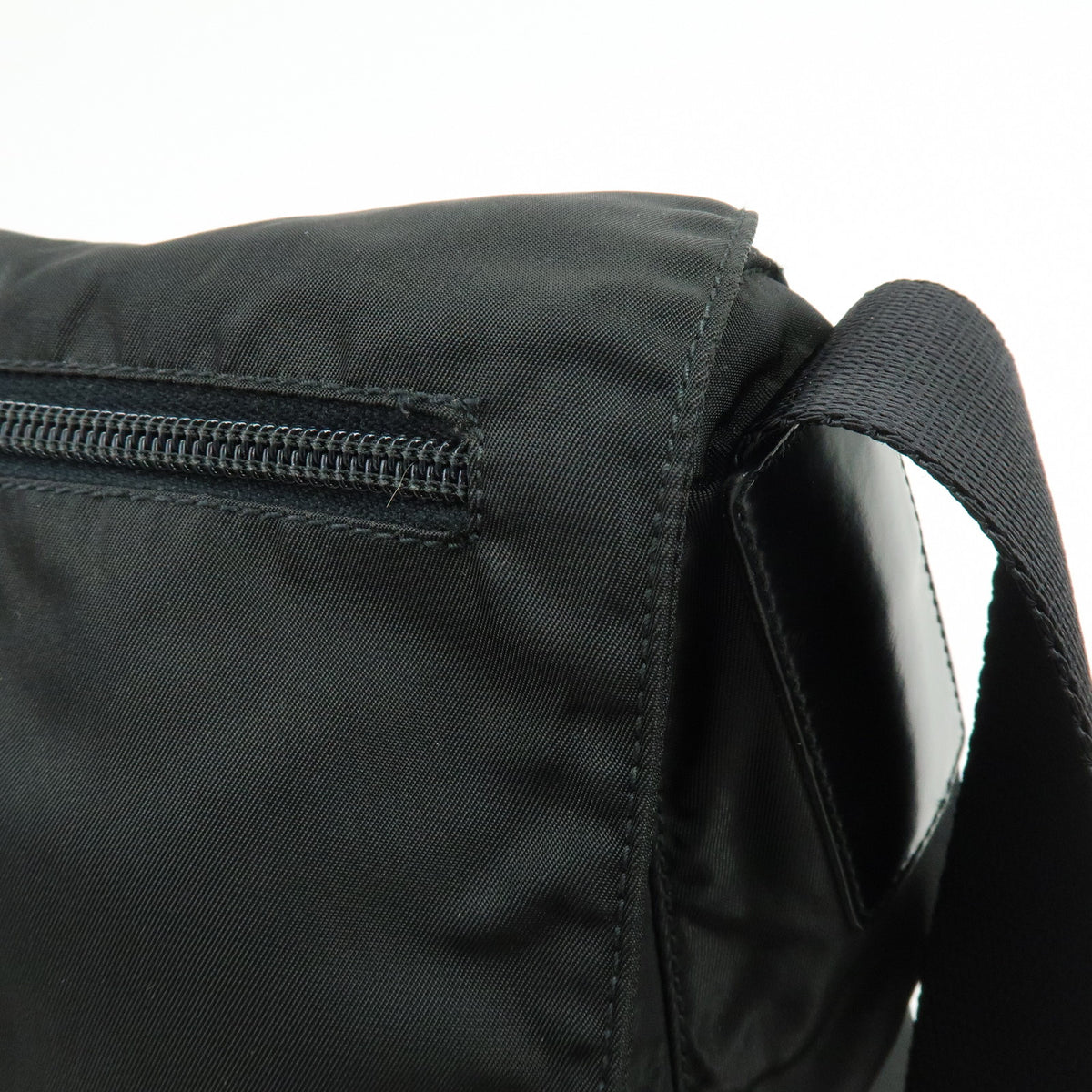 PRADA Triangle Logo Nylon Leather Shoulder Bag Crossbody Bag Black