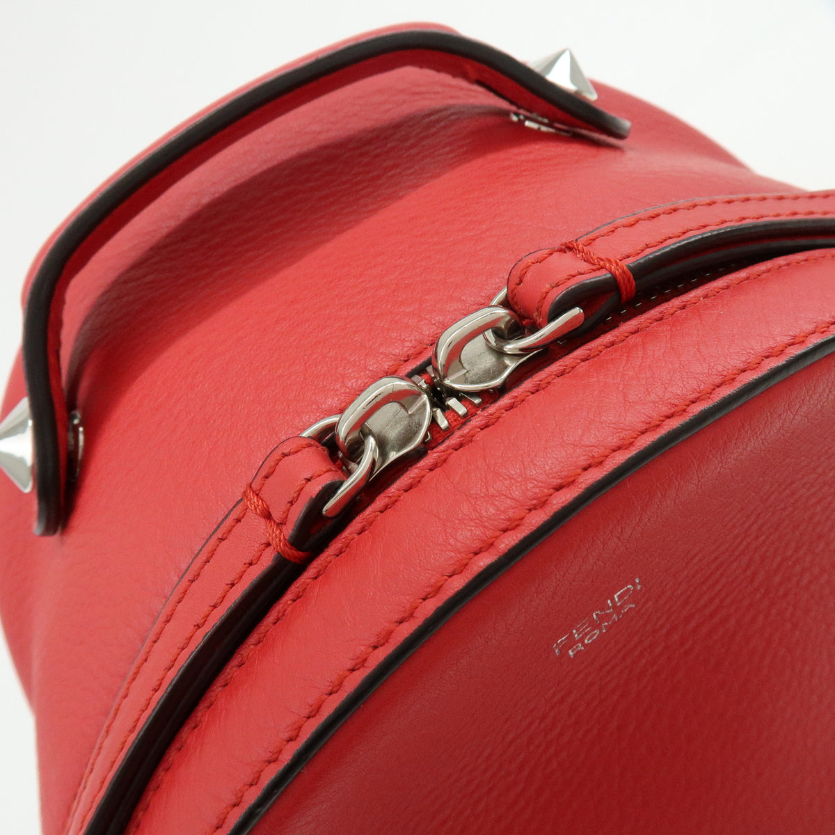 FENDI By the way Leather Mini Backpack Rucksack Studs Red 8BZ038