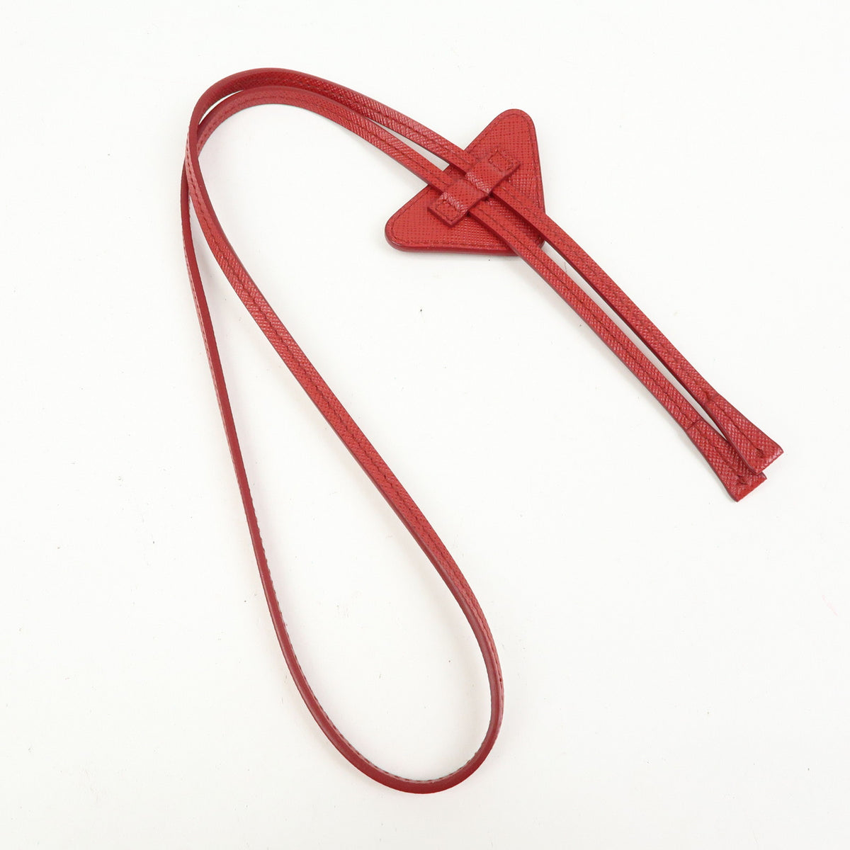 PRADA Triangle Logo Saffiano Leather Loop Tie Red