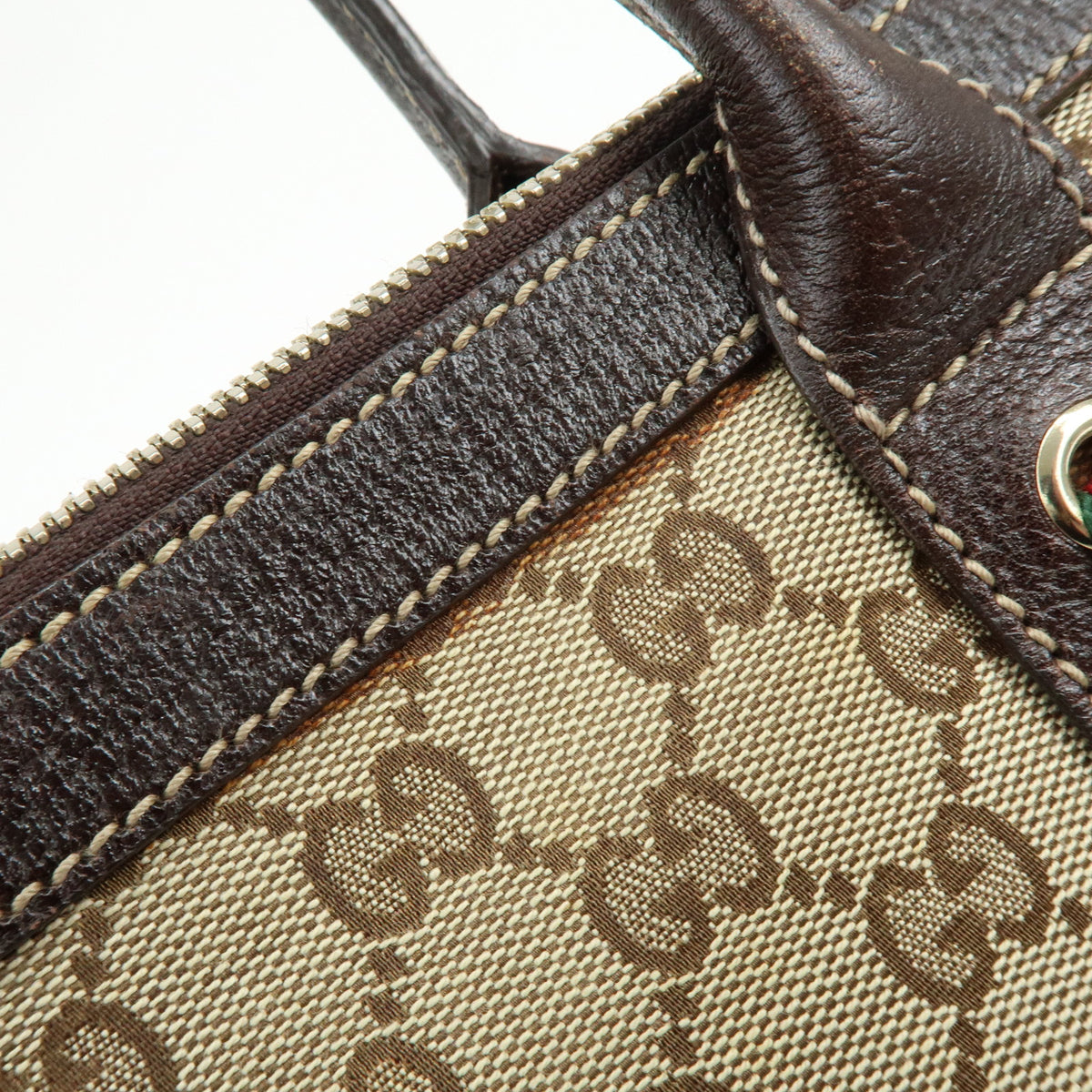 GUCCI Sherry GG Canvas Leather Shoulder Bag Tote Bag Brown Beige 177052