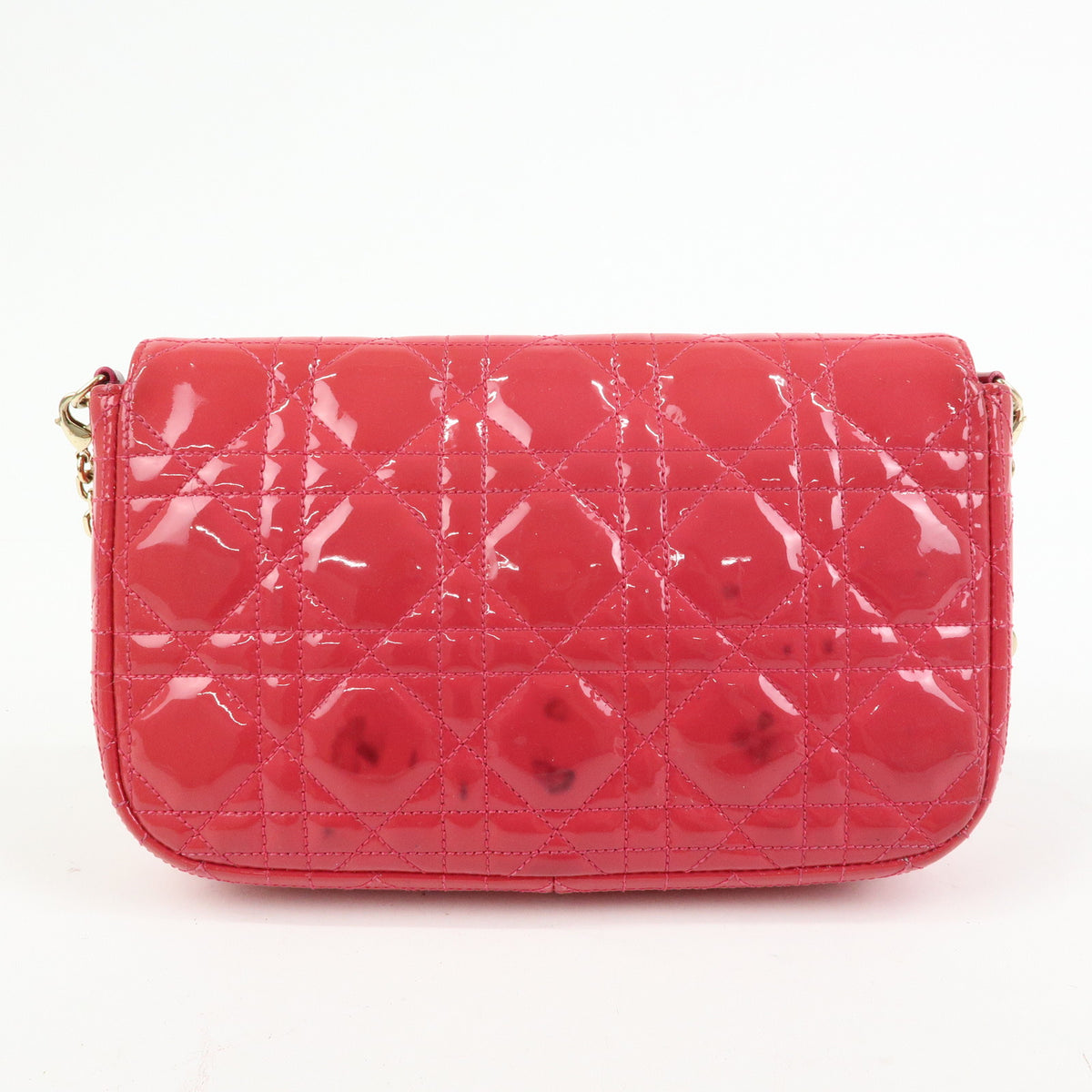 Christian Dior New Lock Cannage Patent Leather Chain Shoulder Bag Pink