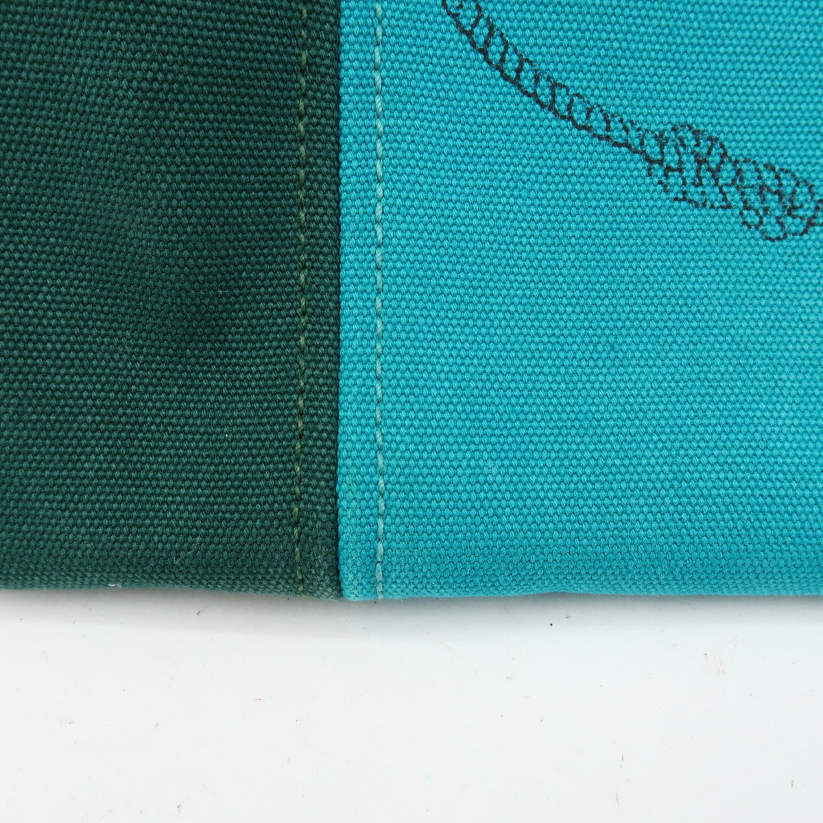 PRADA Logo Canapa Triangle Logo 2Way Tote Hand Bag  Green Blue BN2642
