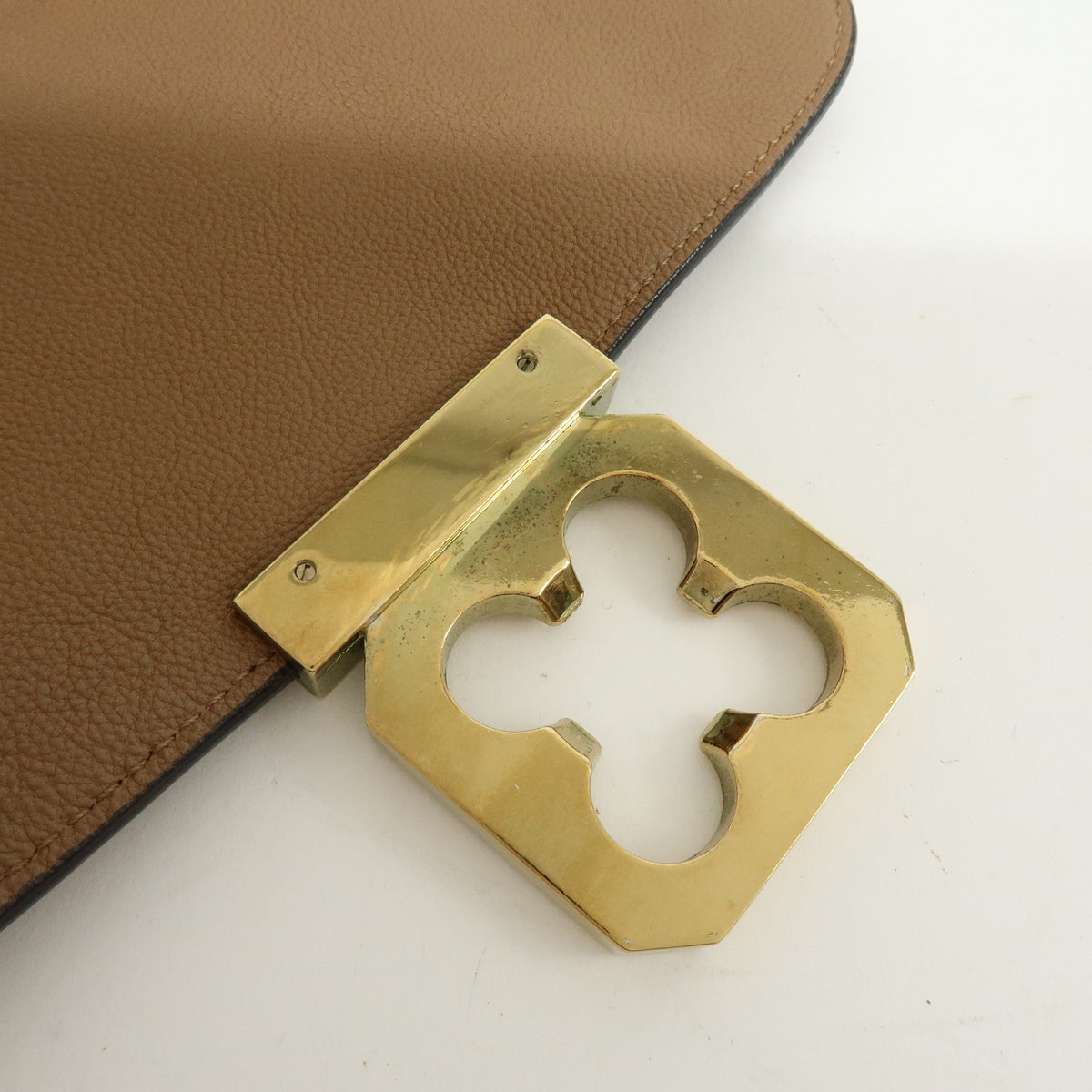 Chloe Elsie Leather Chain Shoulder Bag Crossbody Bag Brown Camel