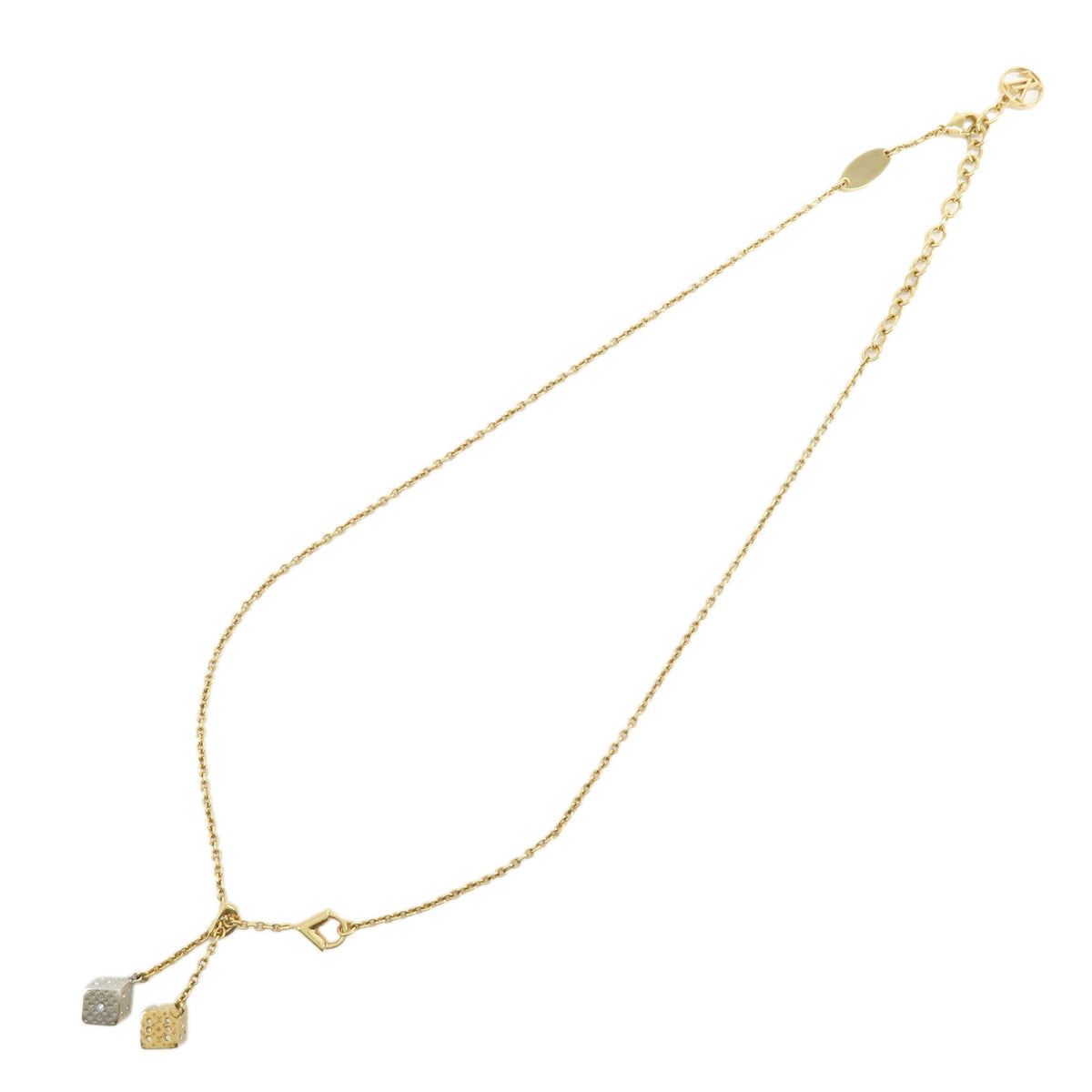 Louis Vuitton Luckygram Gold Plated Rhinestone Necklace Gold M62804