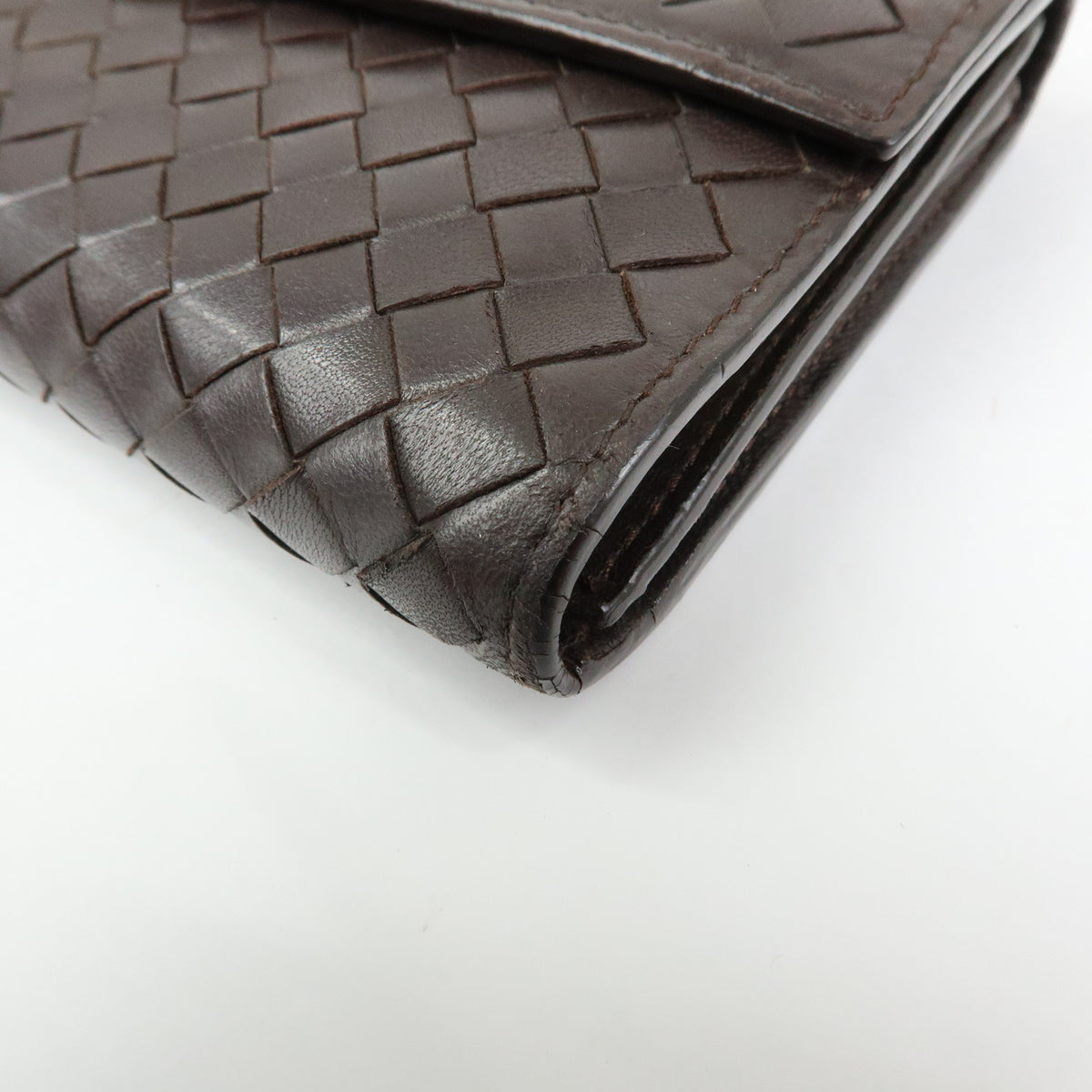 BOTTEGA VENETA Intrecciato Leather Bi-fold Long Wallet Brown 150509
