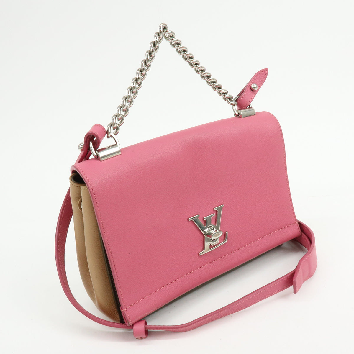Louis Vuitton LOCKME 2 BB Leather 2 Way Hand Bag Rose Khaki M54103