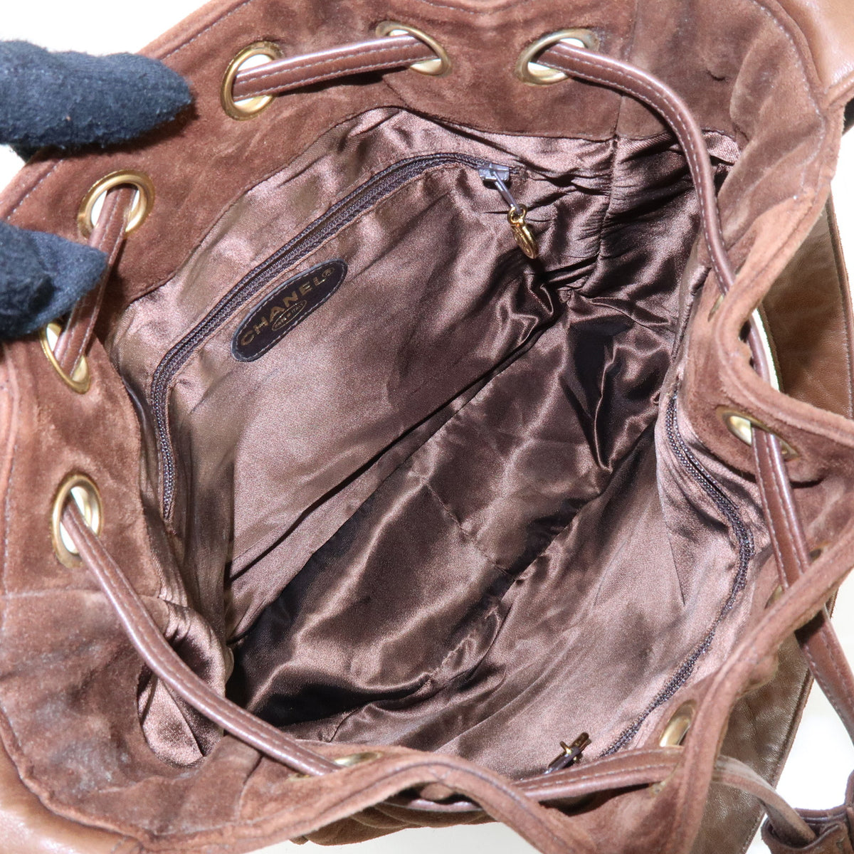 CHANEL Matelasse Suede Leather Shoulder Bag Crossbody Bag Brown