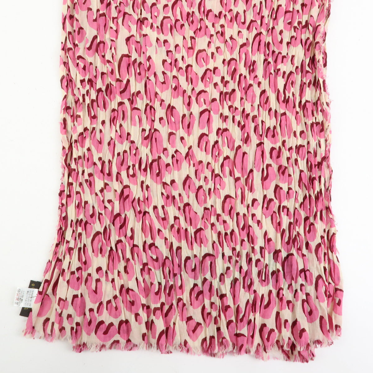 Louis Vuitton Leopard Cotton 100% Shawl Scarf Pink Green 401910