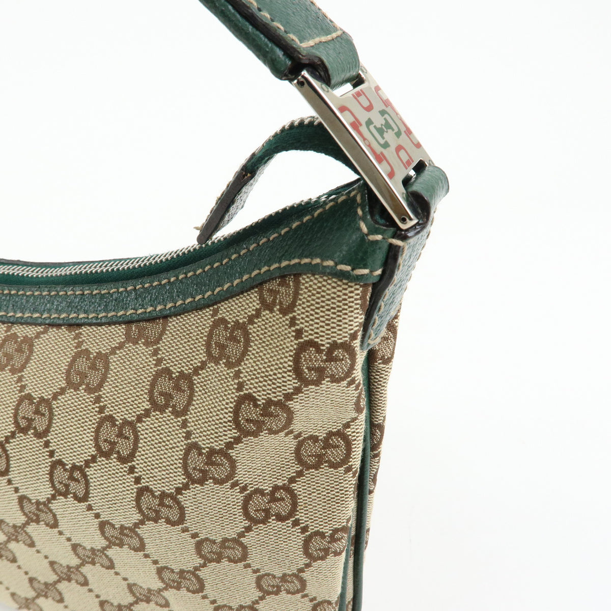 GUCCI Sherry GG Canvas Leather Shoulder Bag Beige Green Red 145812