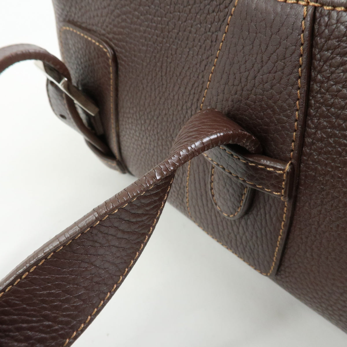 LOEWE Senda Leather Hand Bag Dark Brown