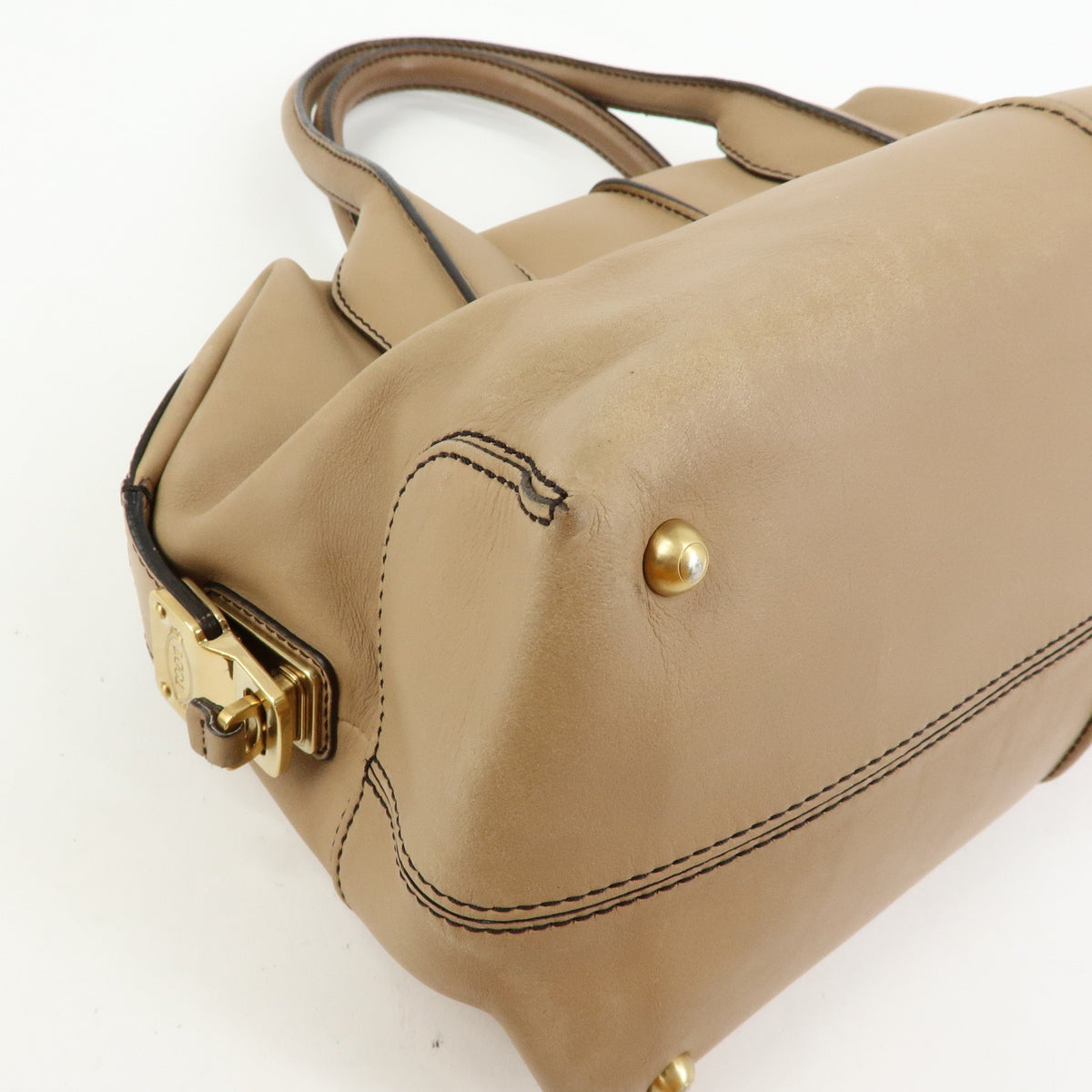 TOD'S  D Styling Leather 2Way Bag Hand Bag Shoulder Bag Beige