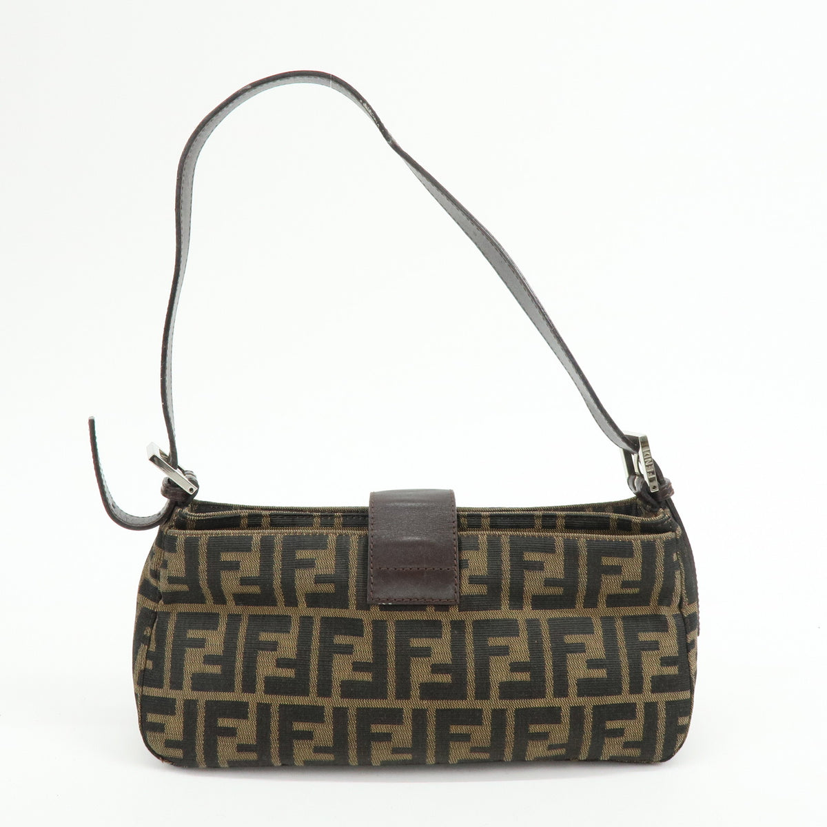 FENDI Zucca Canvas Leather Hand Bag Shoulder Bag Brown 26722