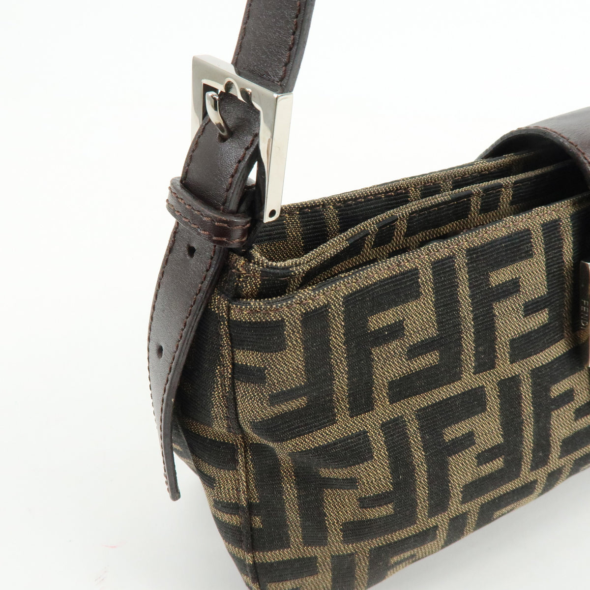 FENDI Zucca Canvas Leather Hand Bag Shoulder Bag Brown 26722