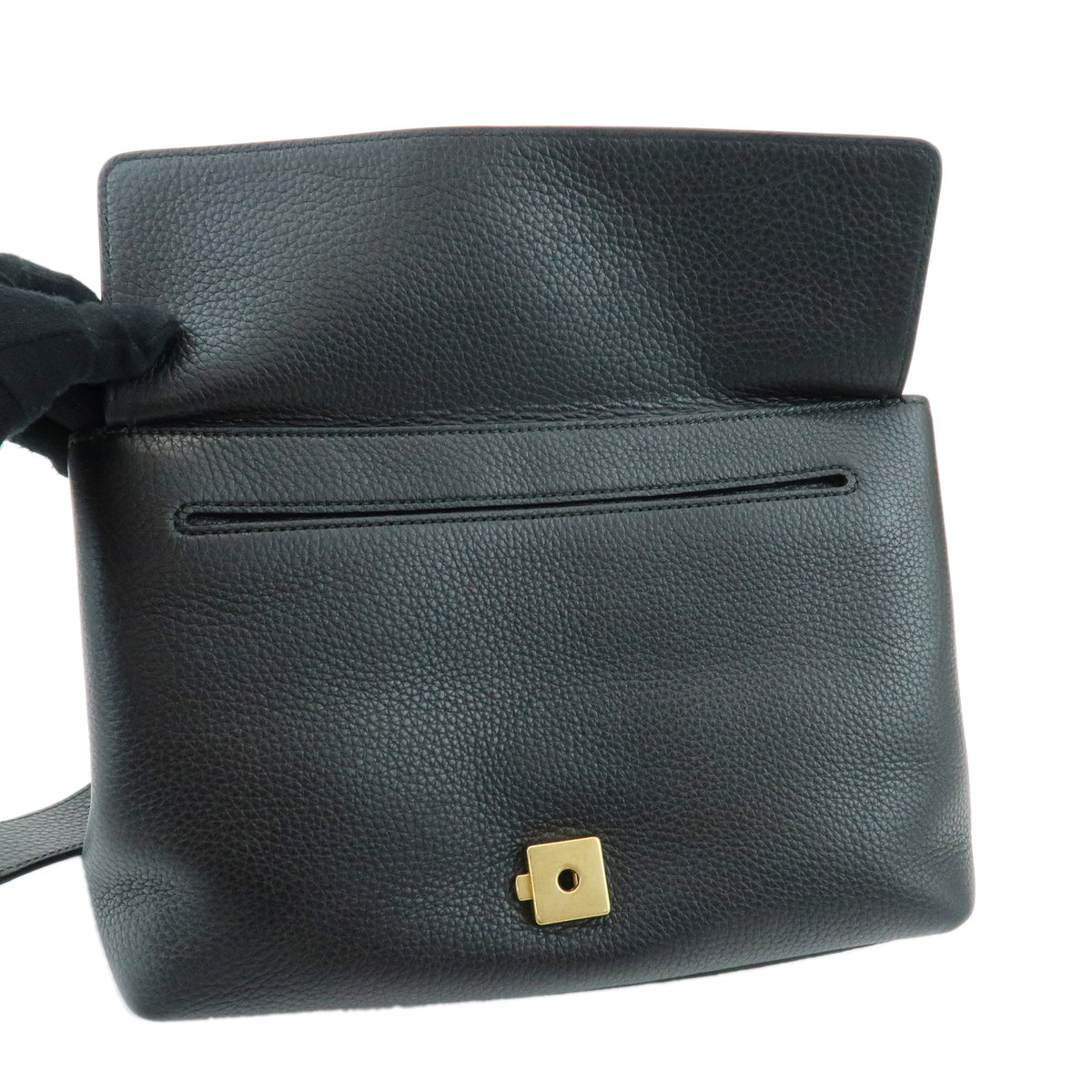 GUCCI GG Marmont Leather Flap Shoulder Bag Black 401173