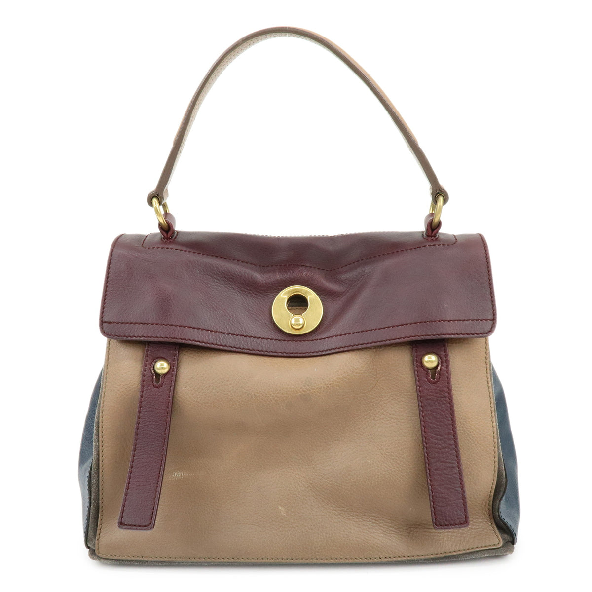 SAINT LAURENT PARIS Baby Cabas Leather Hand Bag Boudreaux Beige