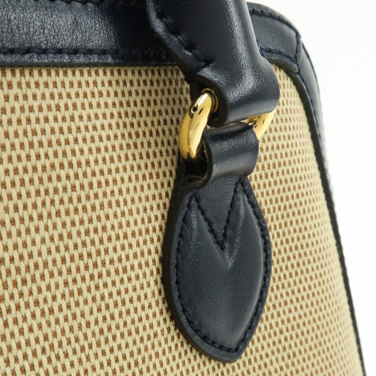 GUCCI Horsebit 1955 Small Top Handle 2Way Hand Bag Beige Navy 621220