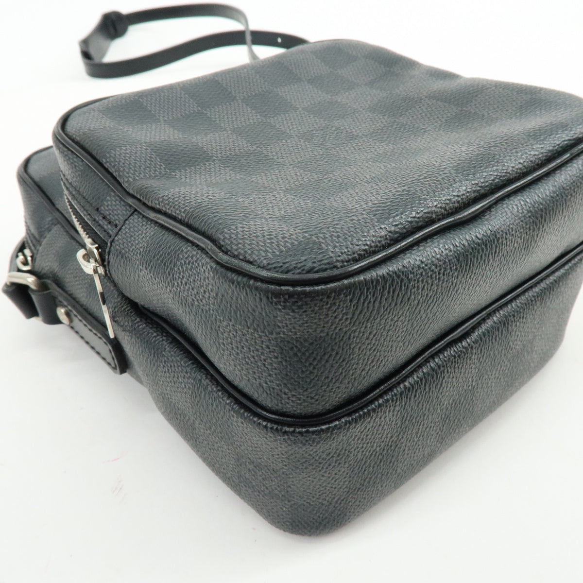 Louis Vuitton Damier Graphite Rem Leather Shoulder Bag Black N41446