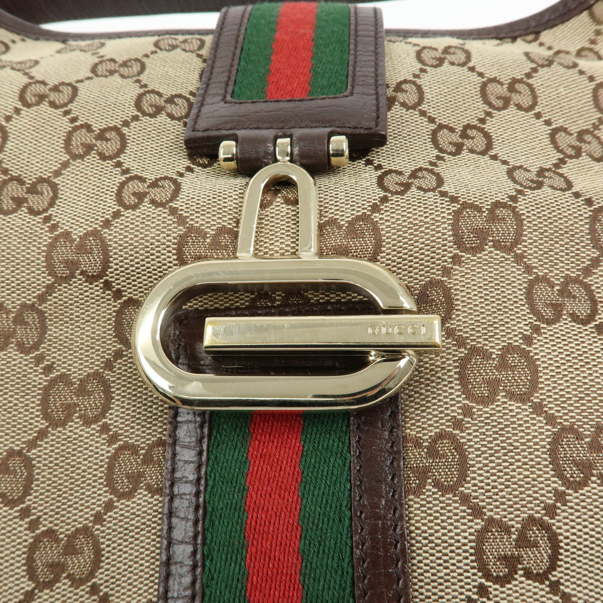 GUCCI Sherry GG Canvas Leather Shoulder Bag Hand Bag Brown 130779
