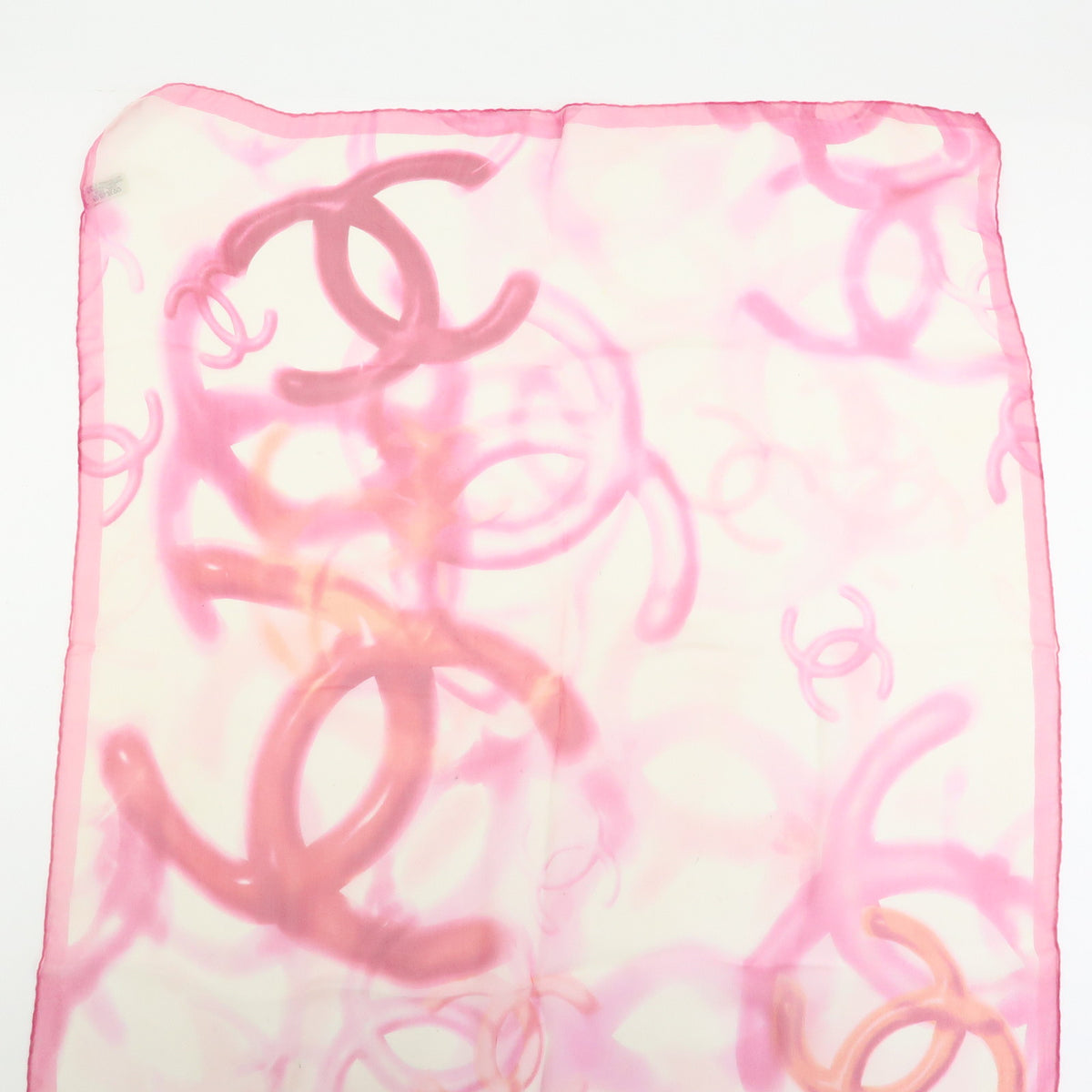 CHANEL COCO Mark Silk 100% Scarf Pink