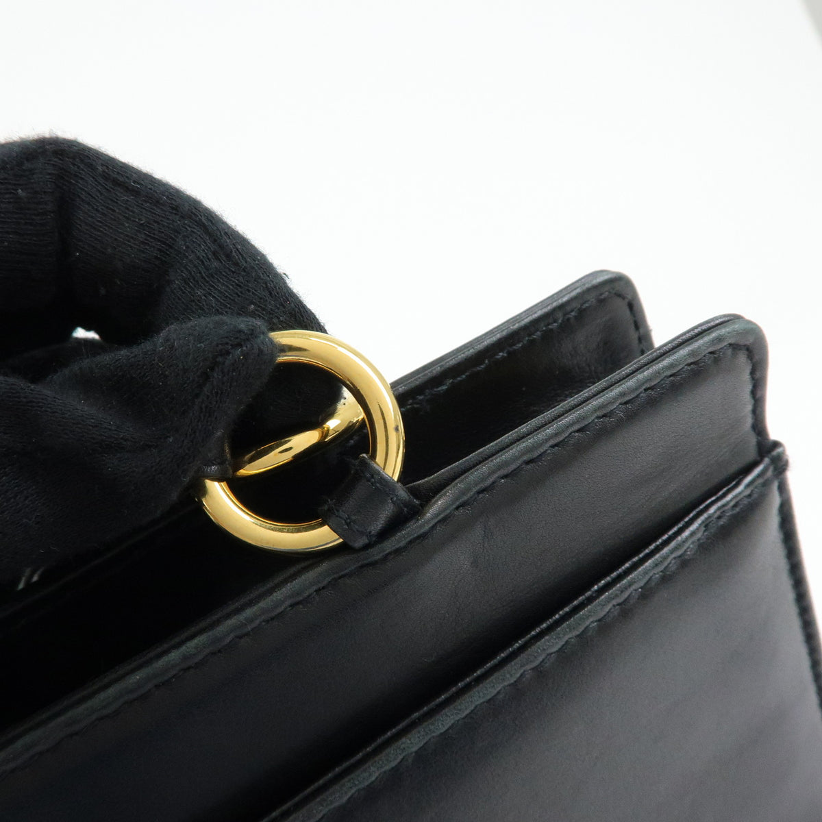 CHANEL Logo Lamb Skin Tote Bag Hand Bag Black