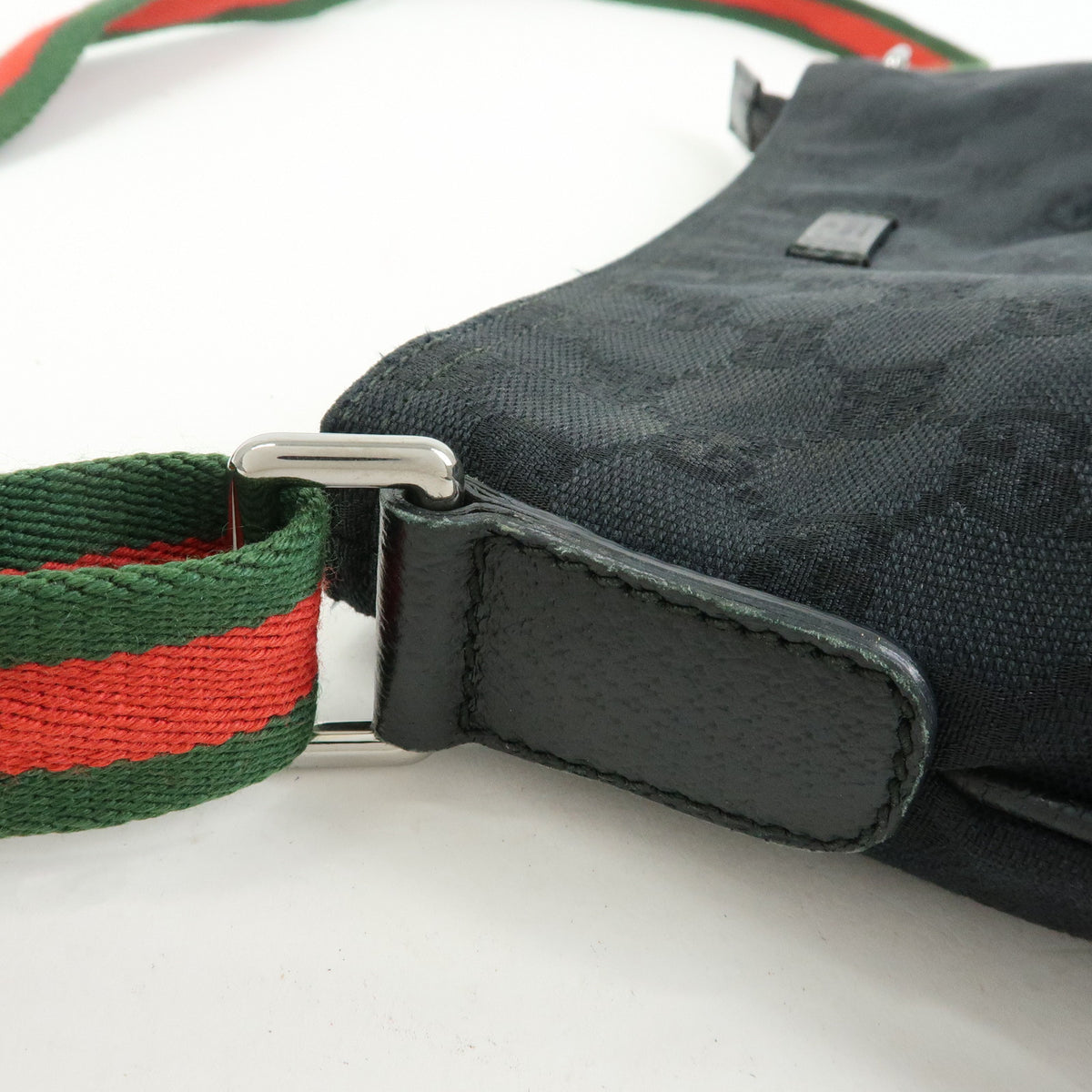 GUCCI Sherry GG Canvas Leather Shoulder Bag Crossbody Bag Black 189749