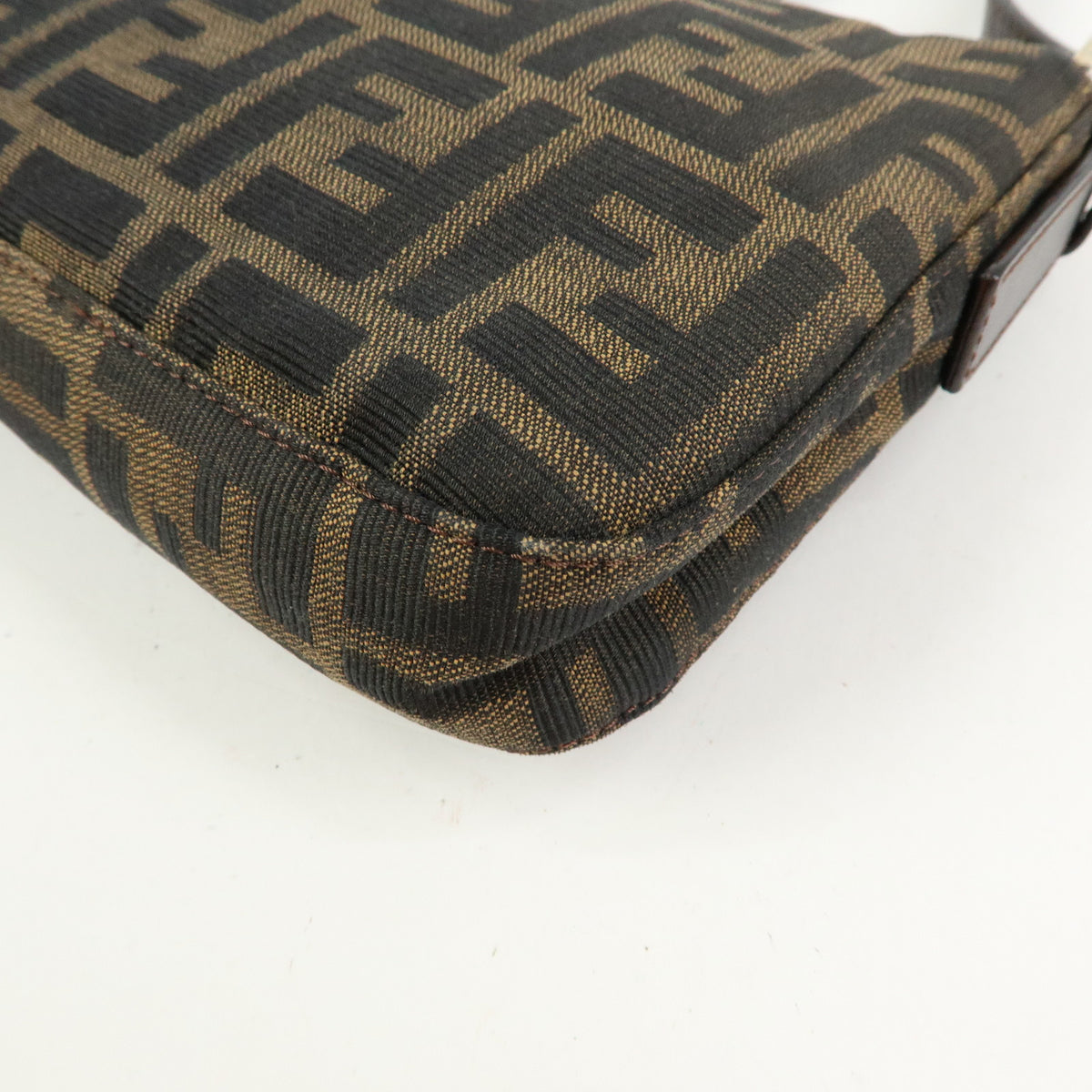 FENDI Zucca Mamma Baguette Jacquard Canvas Leather Shoulder Bag 26424