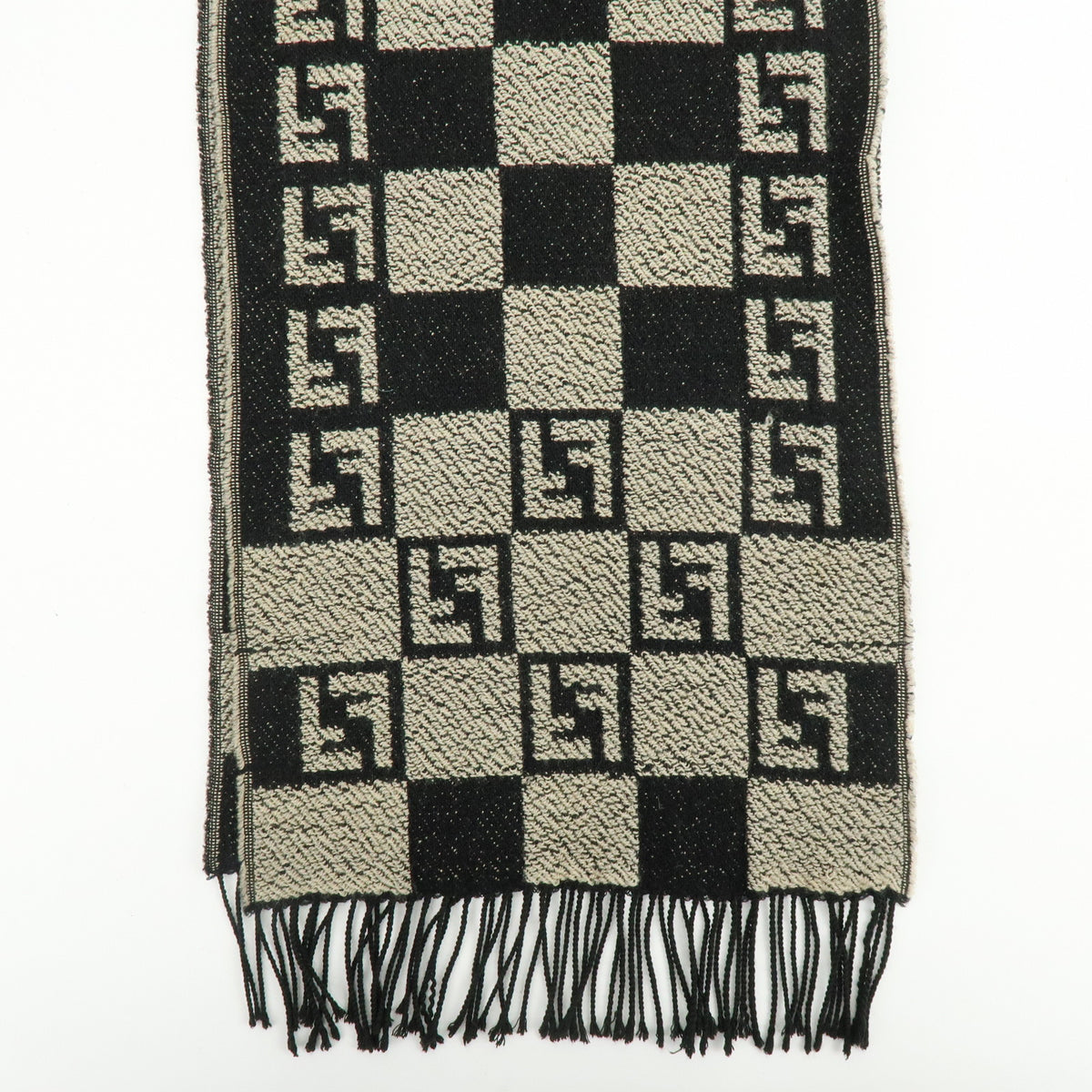 FENDI Zucca FF Logo Acrylic Wool Scarf Shawl Beige Black
