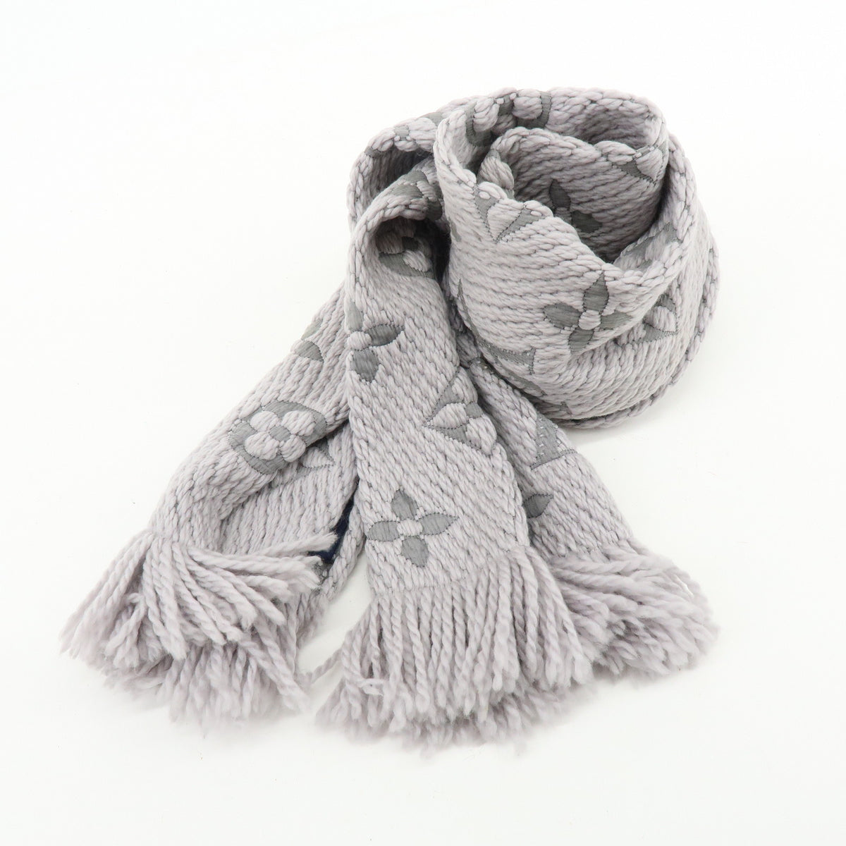 Louis Vuitton Monogram Escharp Logomania Scarf Gris Perle M74742