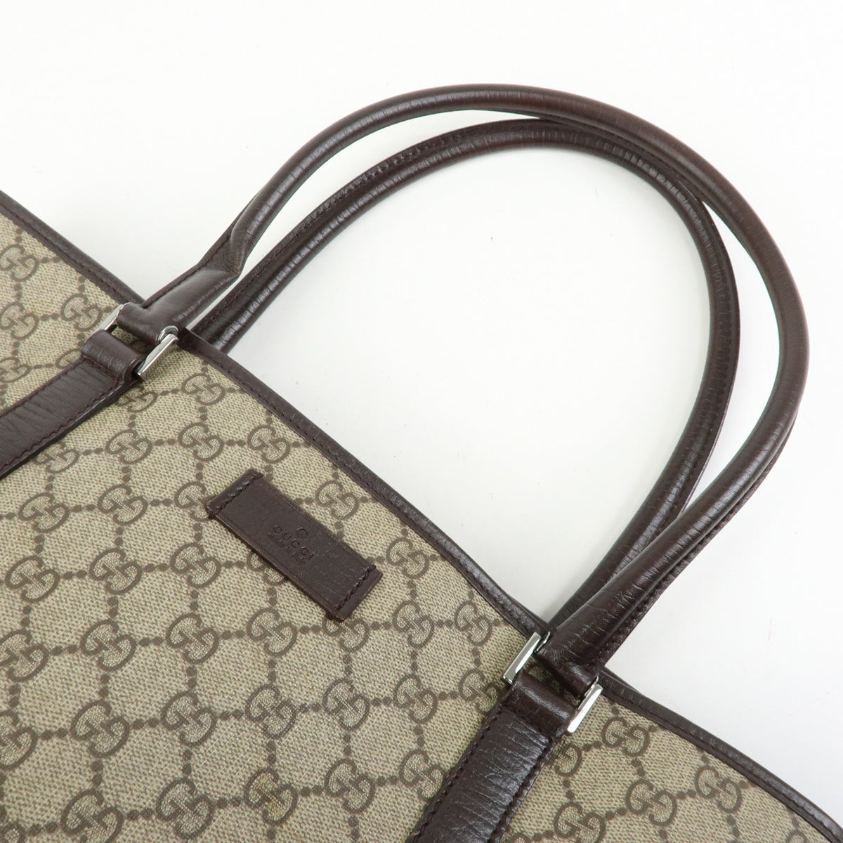 GUCCI GG Supreme Leather Tote Bag Shoulder Bag Beige Brown 114595