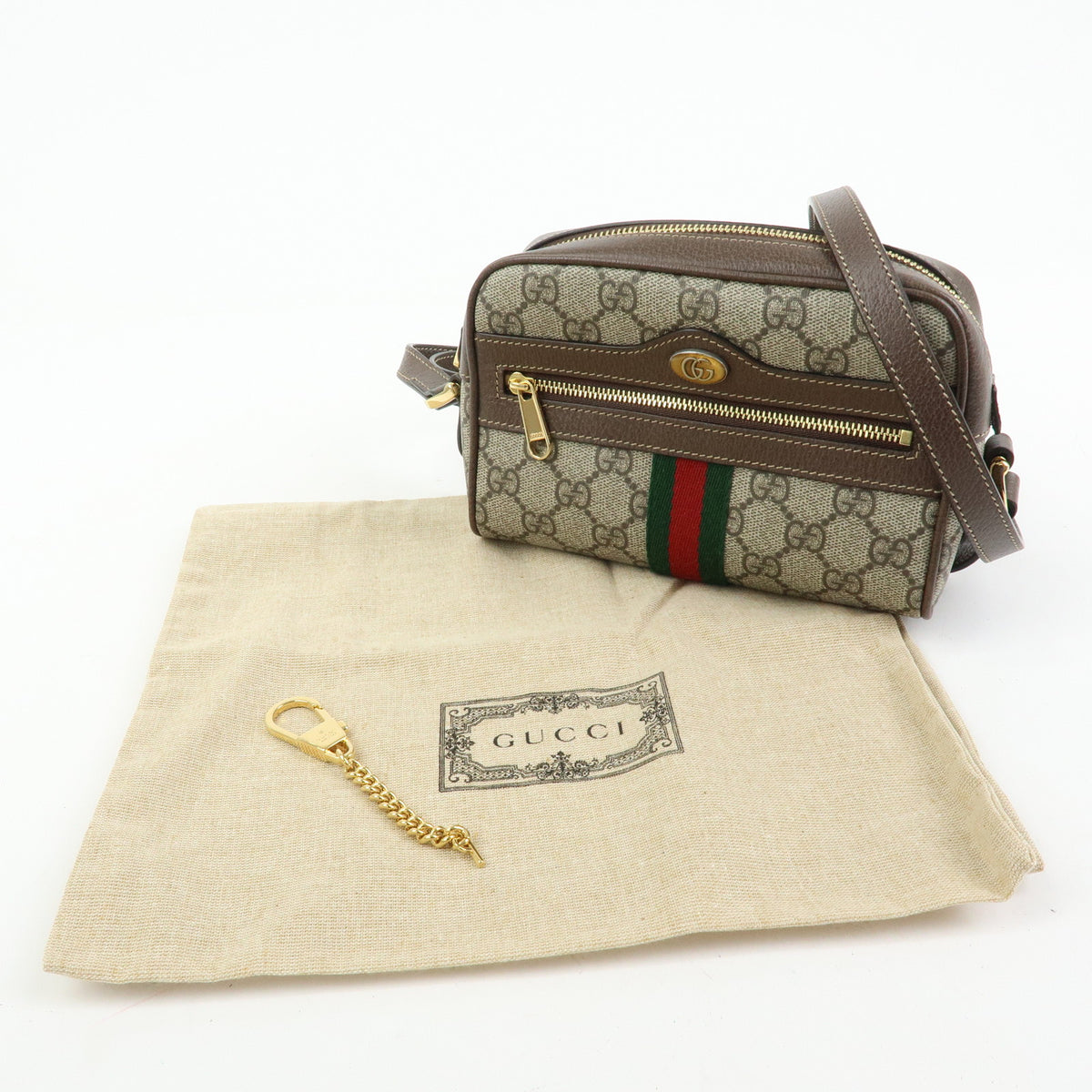 GUCCI Ophidia Sherry Double G GG Supreme Leather Shoulder Bag 517350