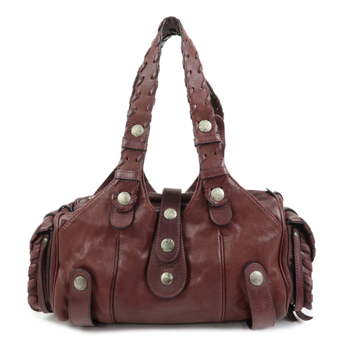Chloe Silverado Leather Boston Bag Shoulder Hand Bag Brown