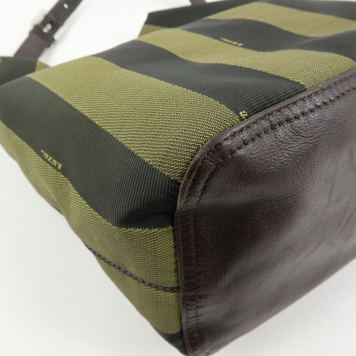 FENDI Pequin Canvas Leather Shoulder Bag  Hand Bag Brown 222828653・008