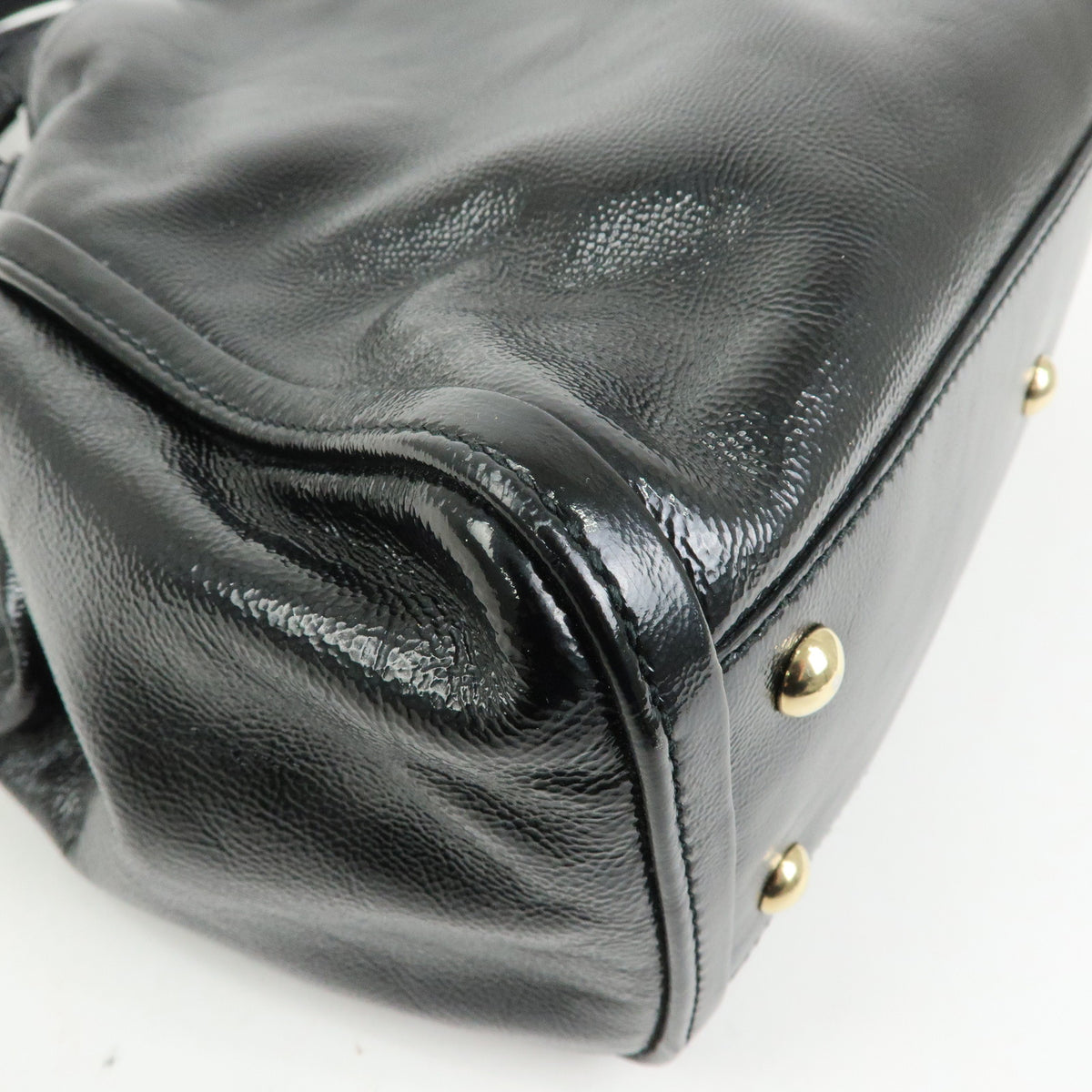 GUCCI SOHO Interlocking G Patent Leather 2Way Bag Hand Bag Black 336751