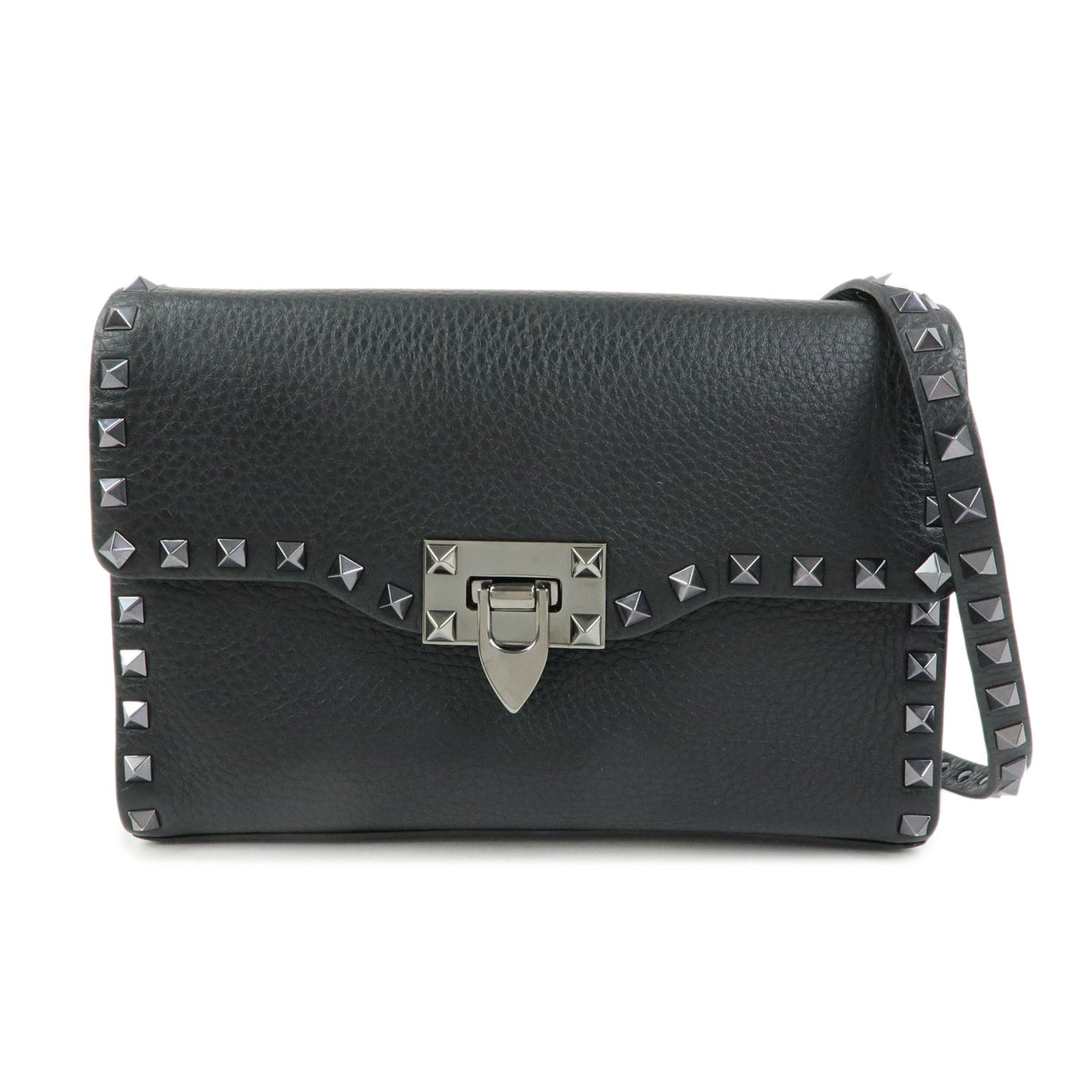 VALENTINO Rockstud Small Leather Shoulder Bag Black