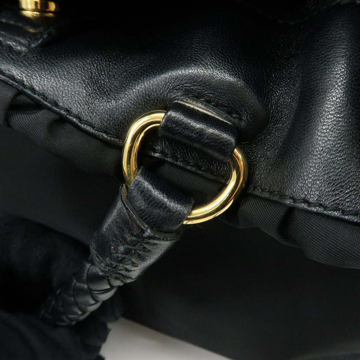 PRADA Nylon Leather 2Way Bag Hand Bag Shoulder Bag Black BN1930