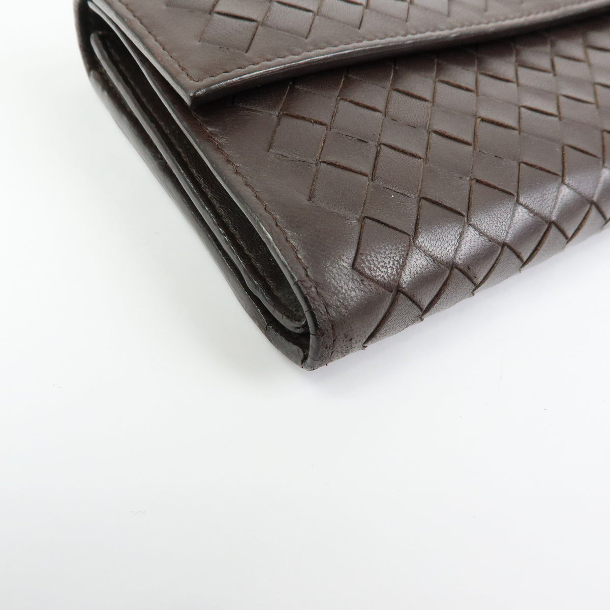 BOTTEGA VENETA Intrecciato Leather Bi-fold Long Wallet Brown 150509