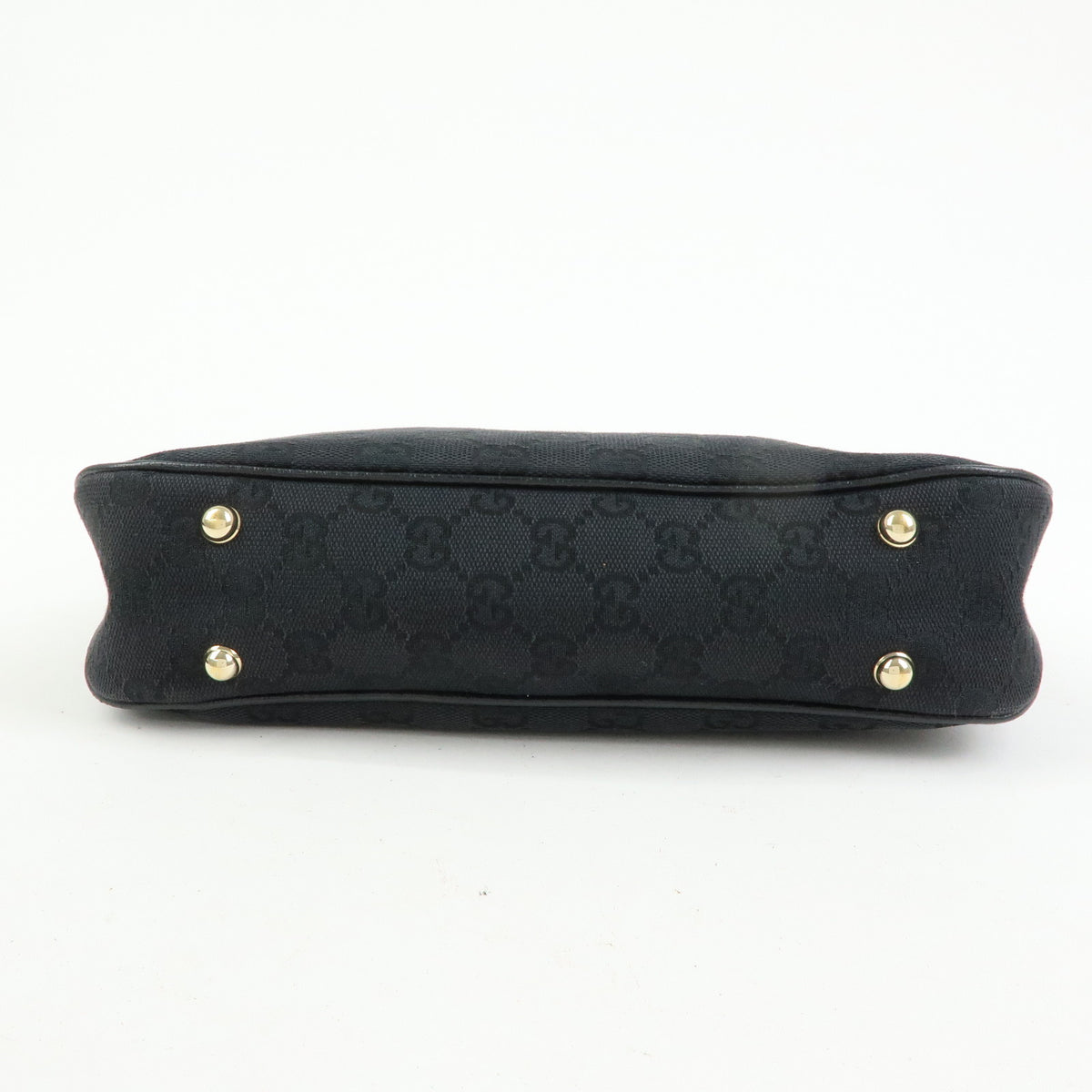GUCCI Bamboo GG Canvas Leather Hand Bag Black 137378