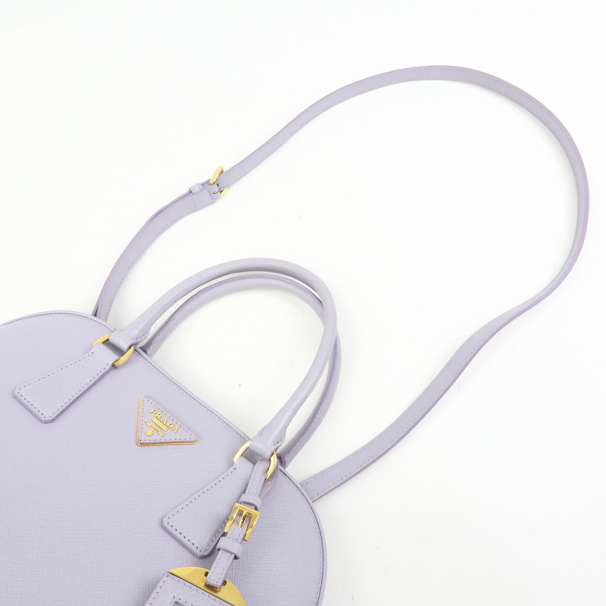 PRADA Triangle Logo Promenado Saffiano Leather 2Way Bag  Purple BN2567