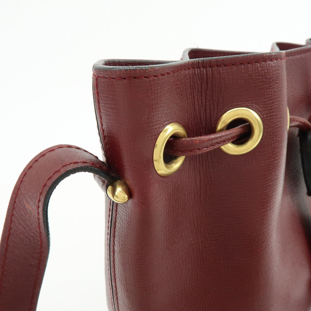Cartier Must de Cartier Leather Drawstring Shoulder Bag Bordeaux