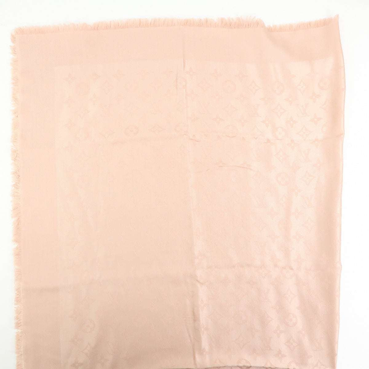 Louis Vuitton Monogram Silk Wool Shawl Scarf Rose Pink M72046